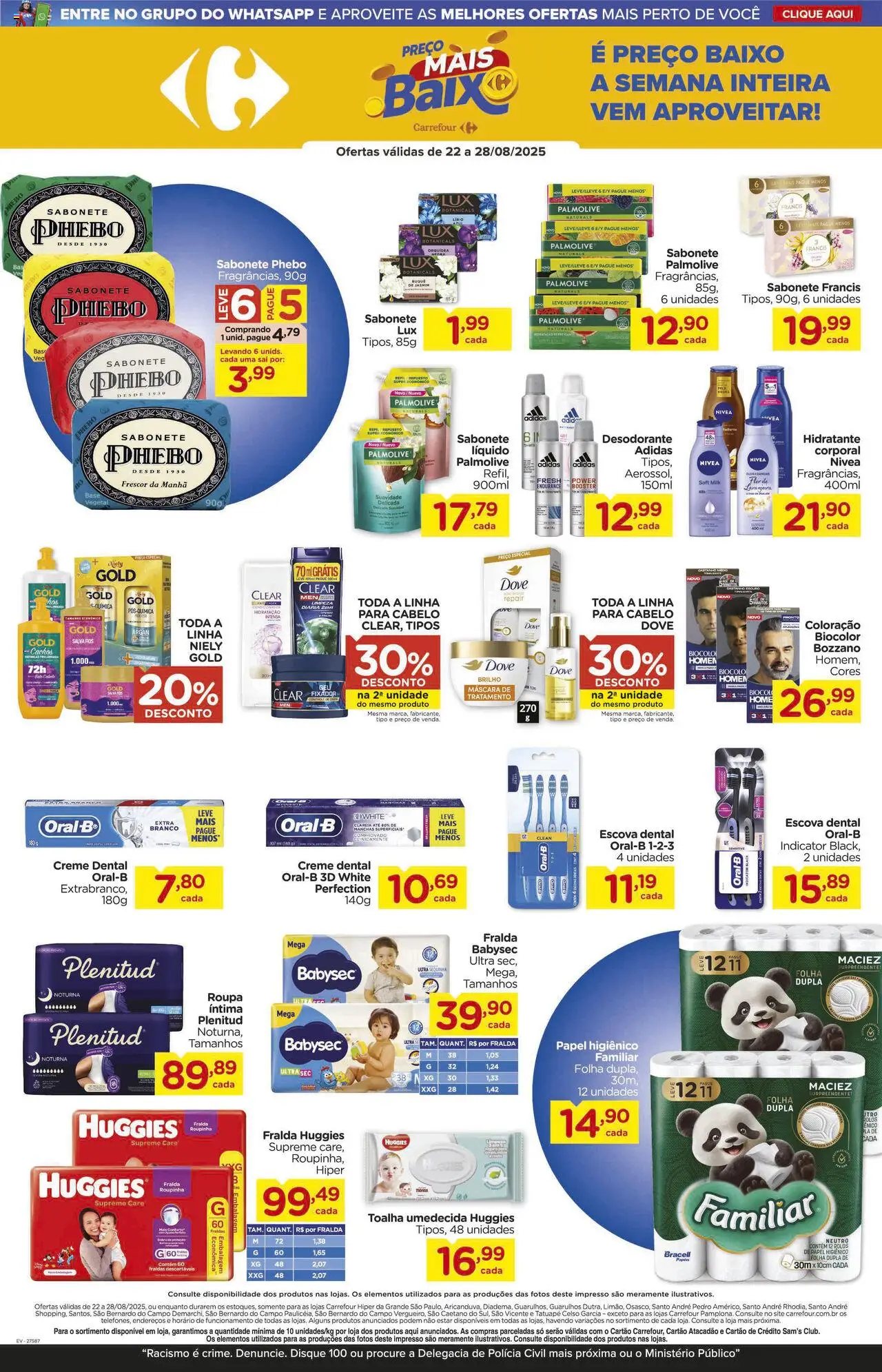 Carrefour Folheto - válido de 22.08.2025 | Página: 7 | Produtos: Desodorante, Baixo, Papel higiênico, Toalha umedecida