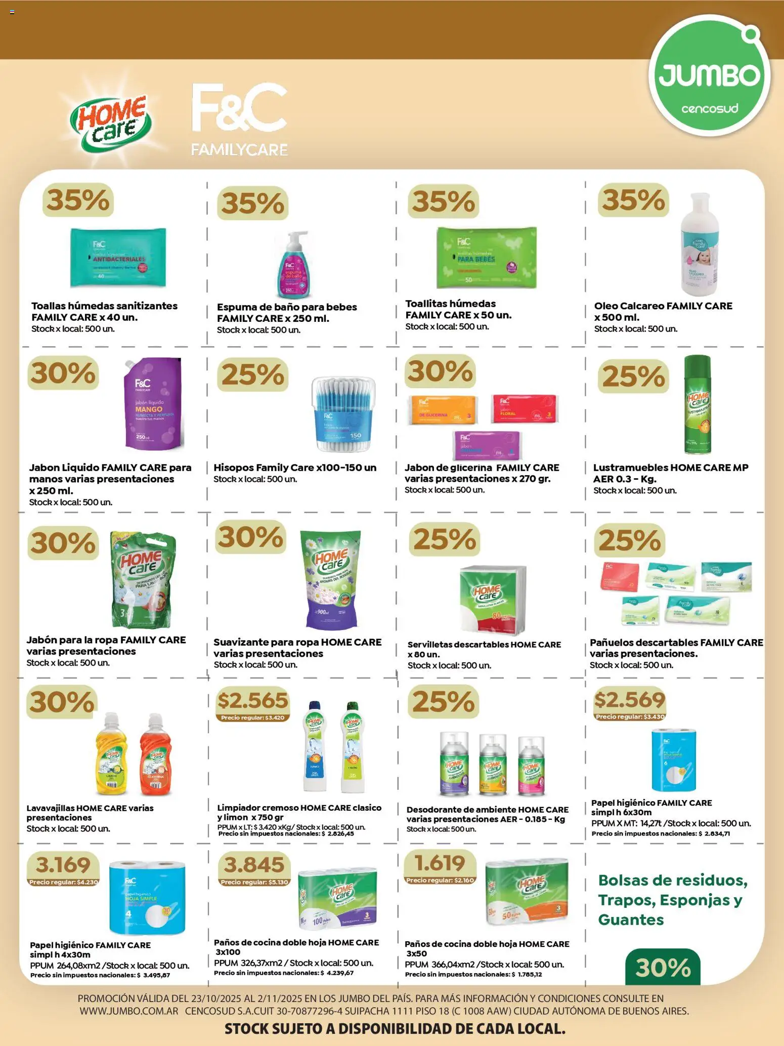 Jumbo - Especial Marcas Propias │ válido desde el 23.10.2025 | Página: 8 | Productos: Lavavajillas, Toallitas húmedas, Jabón, Desodorante