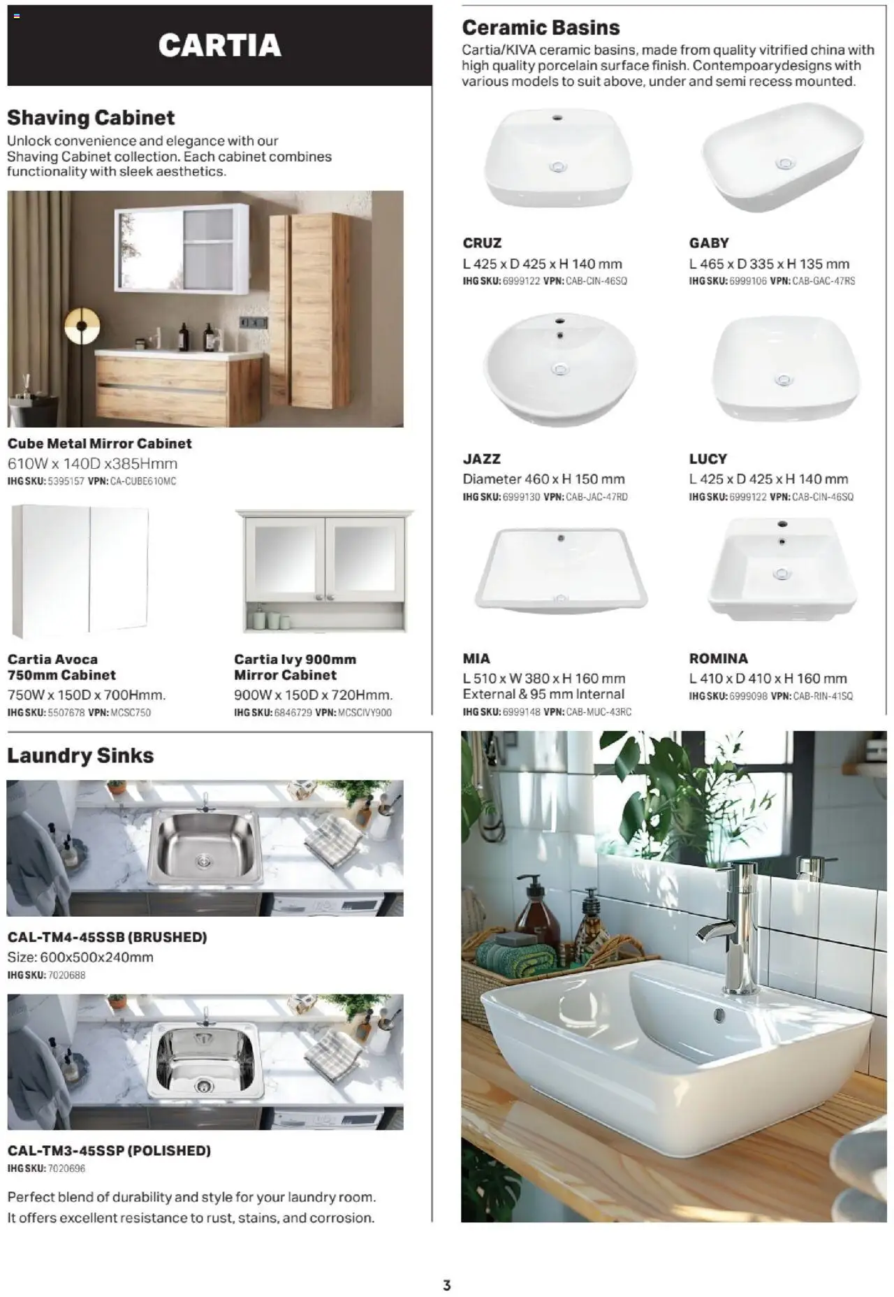 Mitre 10 catalogue - valid from 27.06.2025 | Page: 3 | Products: Cabinet, Mirror, Suit, Laundry