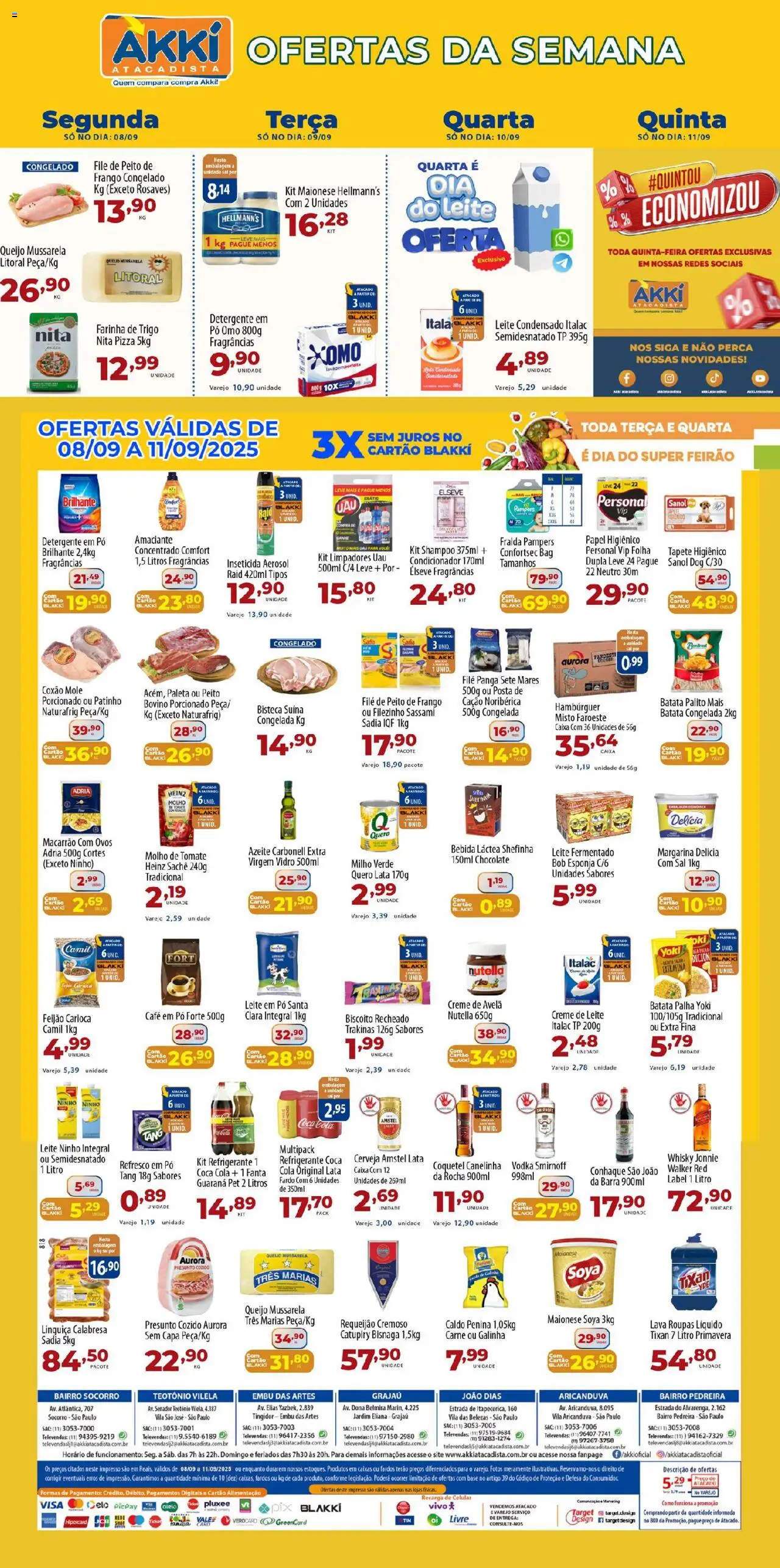 Akki Atacadista Folheto - válido de 08.09.2025 | Página: 1 | Produtos: Leite, Tapete, Pizza, Bebida