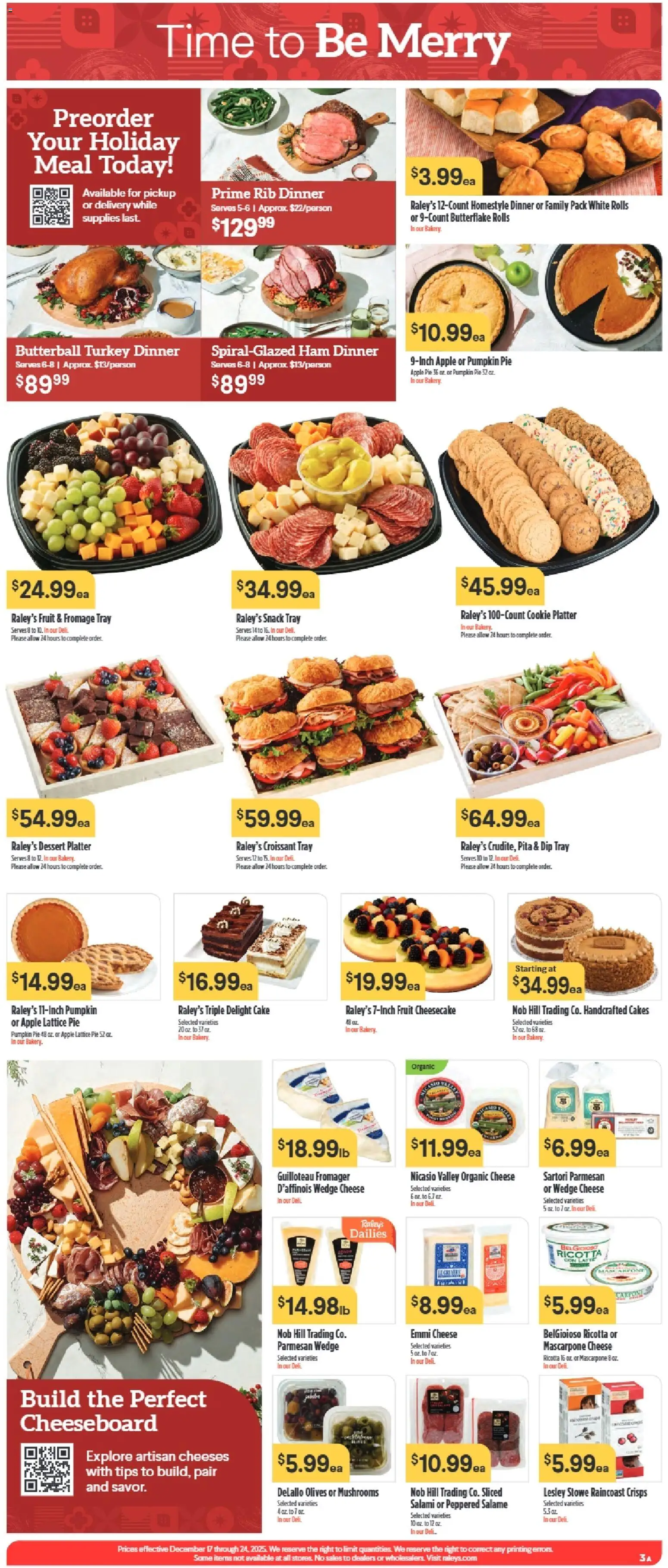 Raley's Weekly Ad - valid from 17.12.2025 | Page: 3 | Products: Mushrooms, Cheese, Pumpkin, Cheesecake