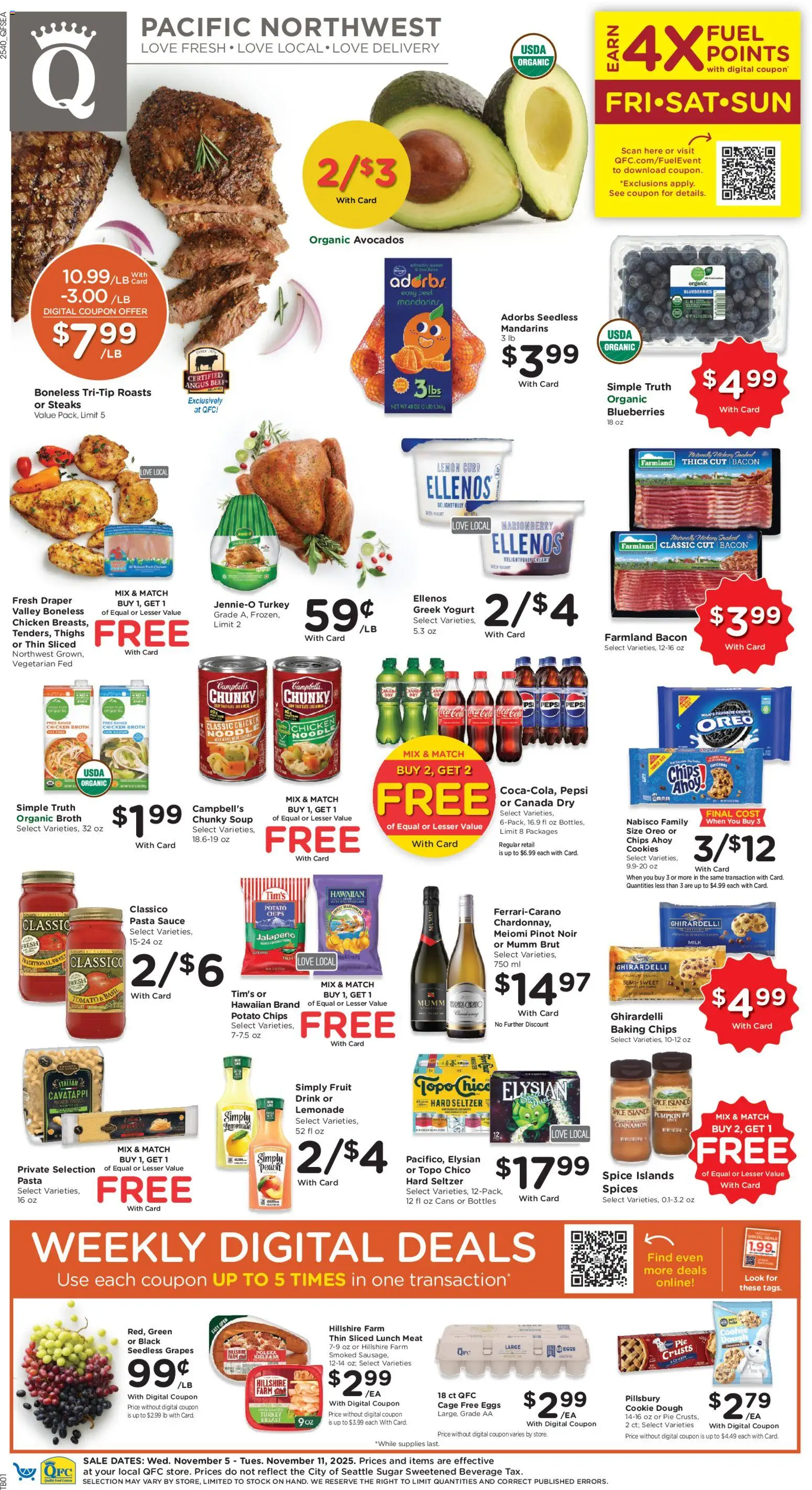 QFC Black Friday - valid from 05.11.2025 | Page: 1 | Products: Milk, Yogurt, Chips, Sugar