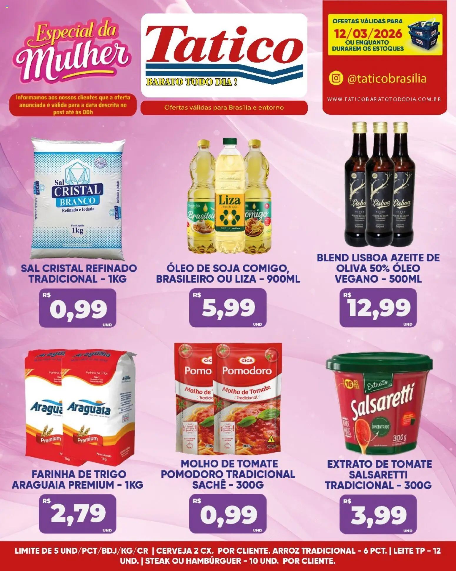 Tatico Folheto - válido de 12.03.2026 | Página: 2 | Produtos: Molho de tomate, Leite, Sal, Azeite