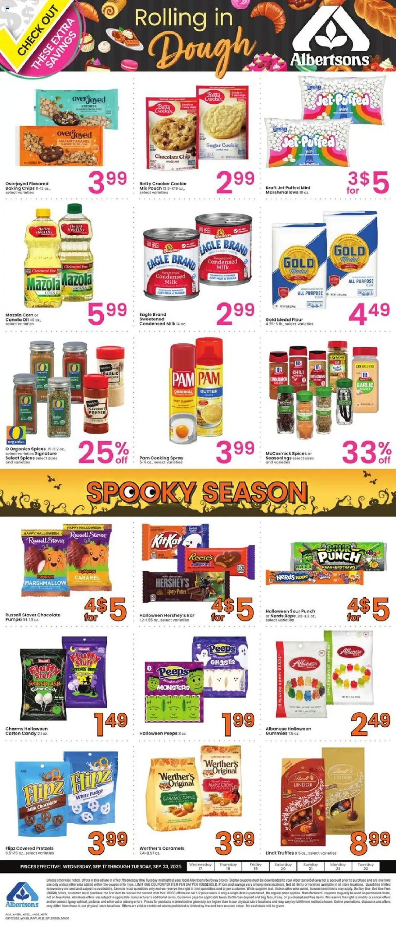 Albertsons Specialty Publication - valid from 17.09.2025 | Page: 1 | Products: Corn, Butter, Bra, Sugar