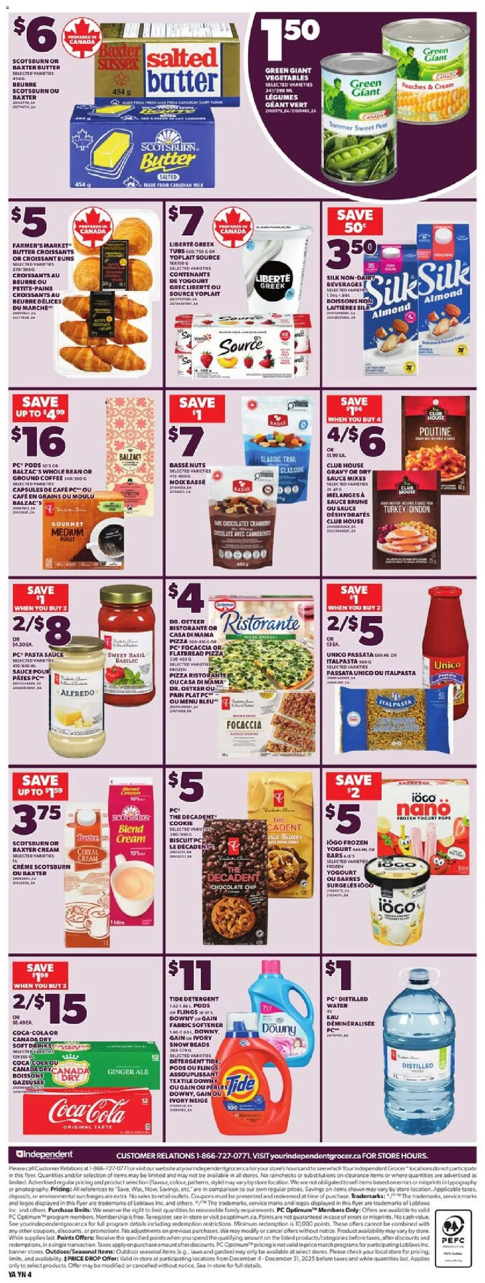 Independent Grocer flyer valid from 18.12.2025 | Page: 4 | Products: Detergent, Coffee, Chocolate, Pizza