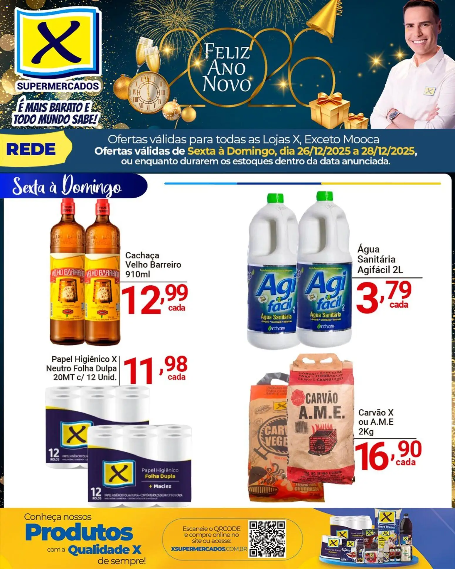 X Supermercados Folheto - válido de 26.12.2025 | Página: 3 | Produtos: Cachaça, Arroz, Granulado, Papel higiênico