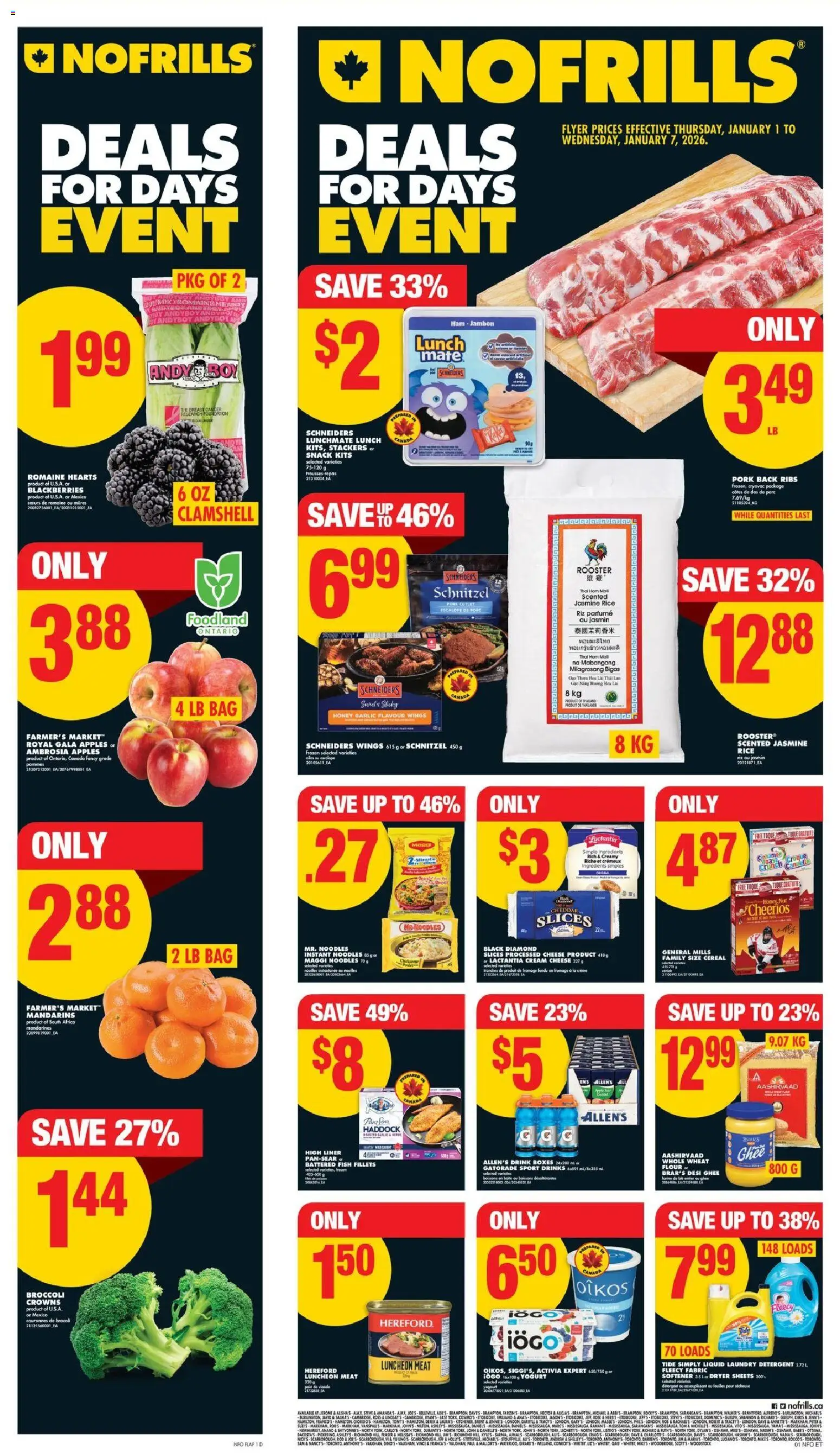 No Frills flyer valid from 01.01.2026 | Page: 1 | Products: Noodles, Bag, Dryer, Detergent