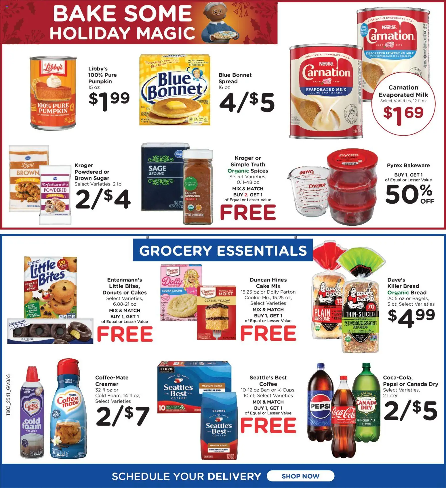 Kroger Ad - valid from 12.11.2025 | Page: 4 | Products: Milk, Bread, Chocolate, Spices