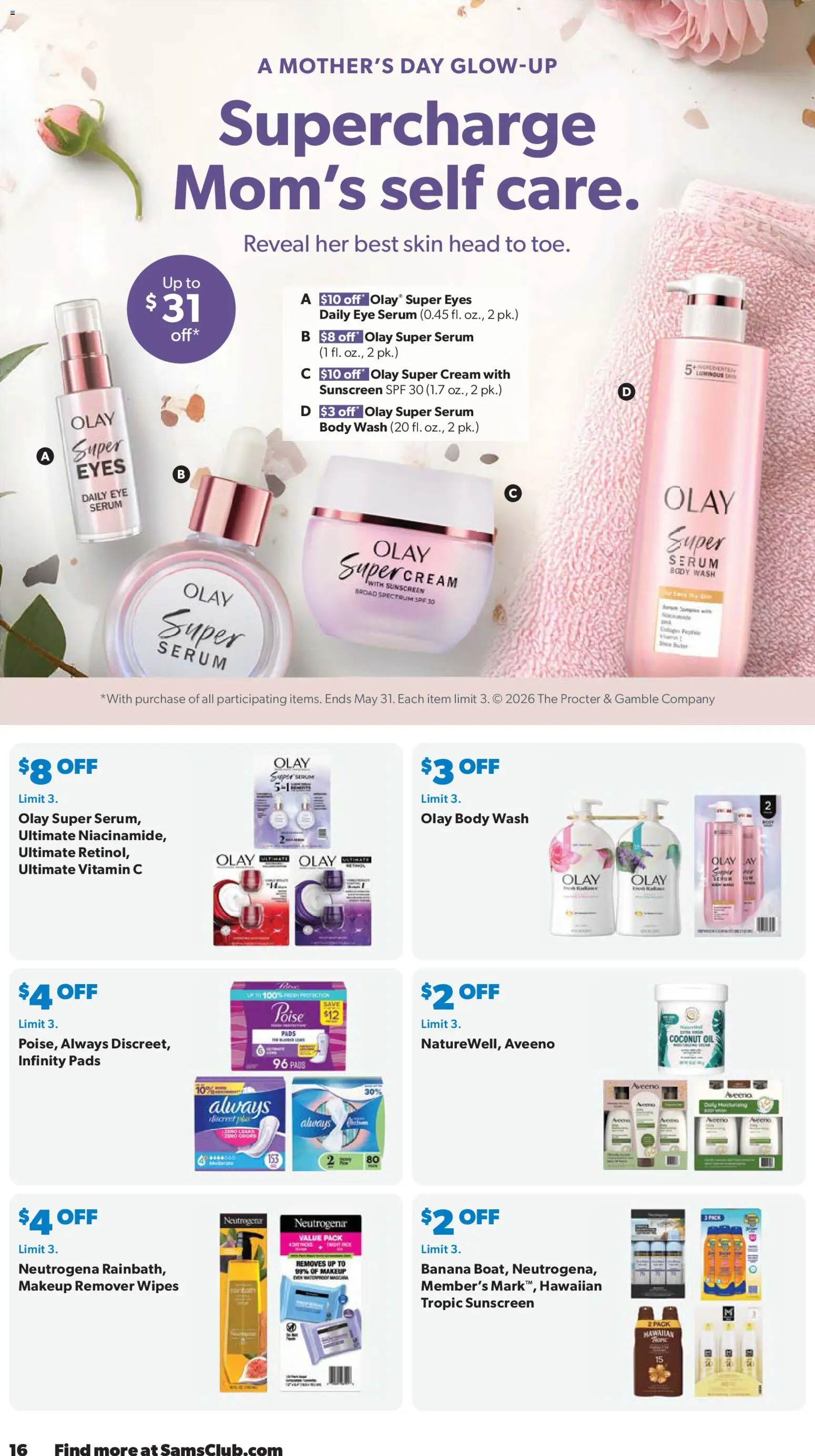 Sam's Club Weekly Ad - valid from 29.04.2026 | Page: 16 | Products: Vitamin, Makeup Remover, Eye Serum, Body Wash