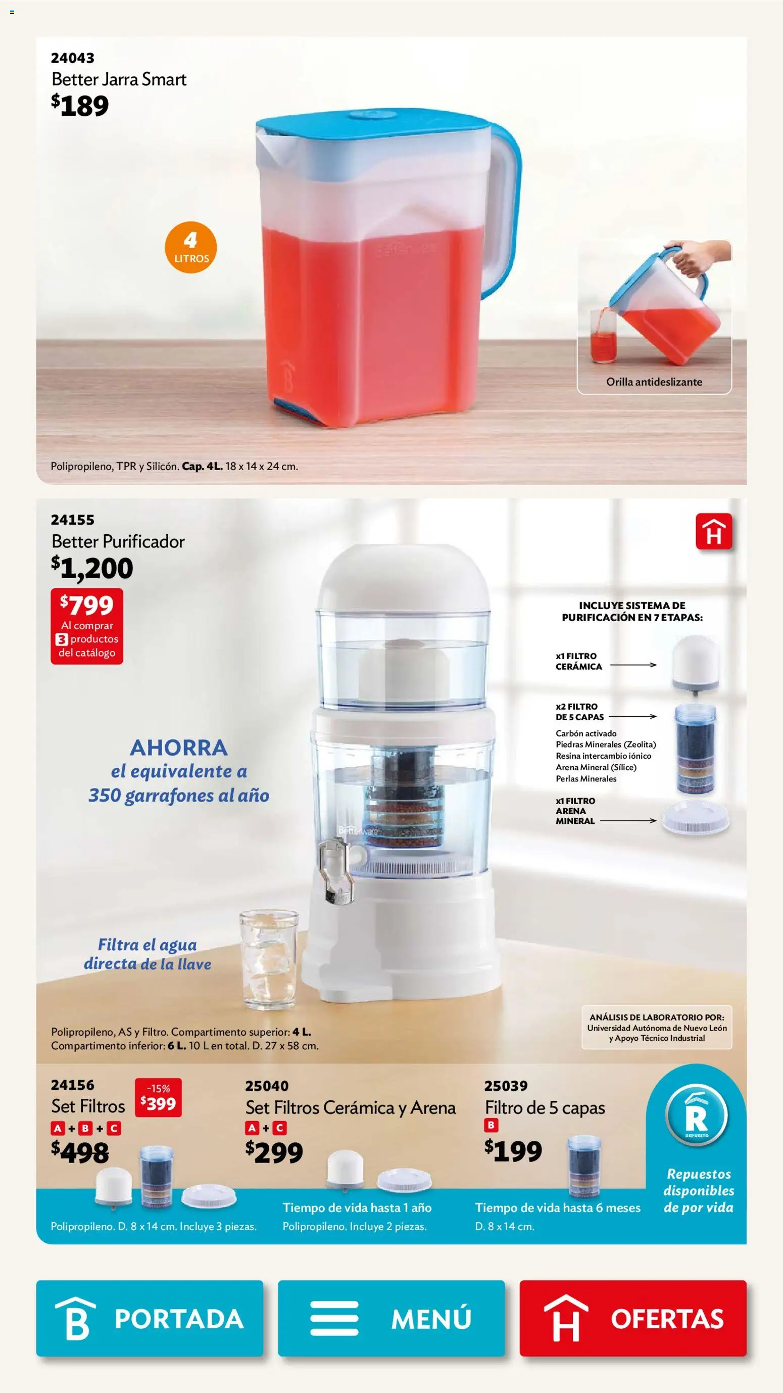 Nuevas ofertas de Betterware válidas en toda la República Mexicana desde el 01.12.2025. ¡Encuentra las mejores ofertas en Betterware campaña 12 2025! | Página: 73 | Productos: Agua, Purificador, Jarra, Llave