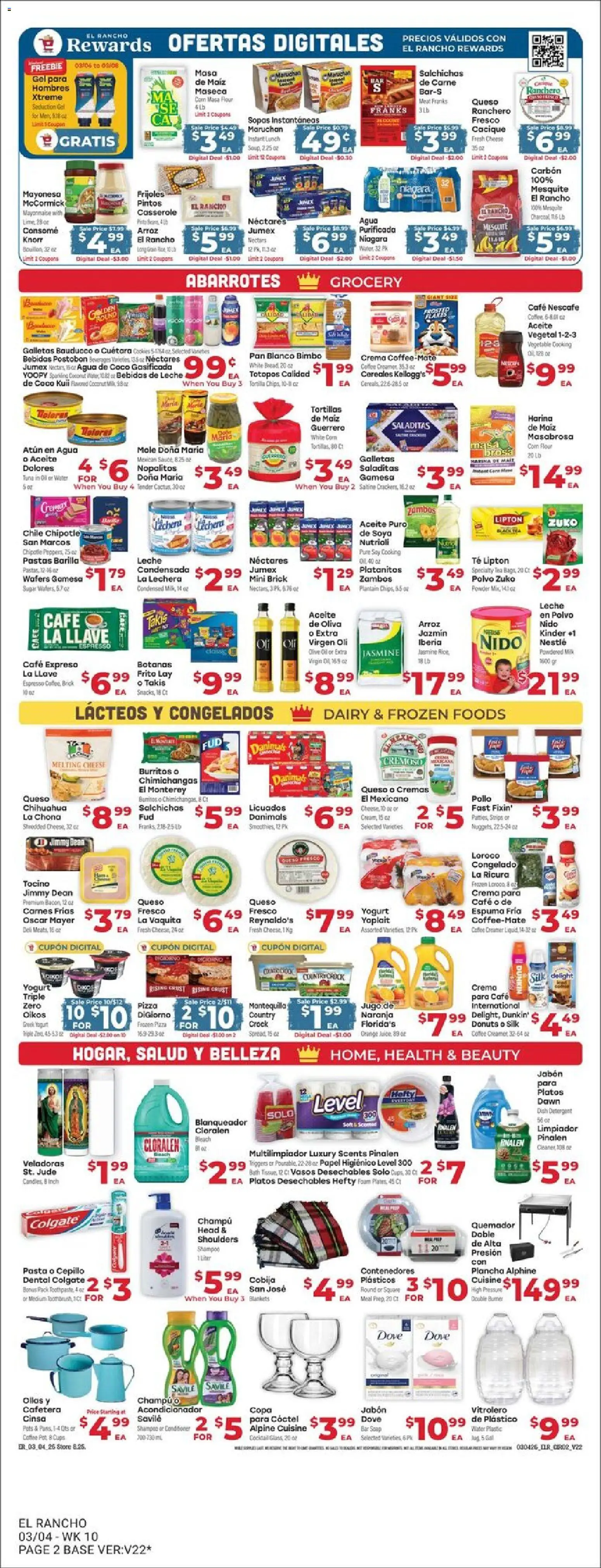 El Rancho Weekly Ad - valid from 04.03.2026 | Page: 2 | Products: Corn, Oil, Pizza, Flakes