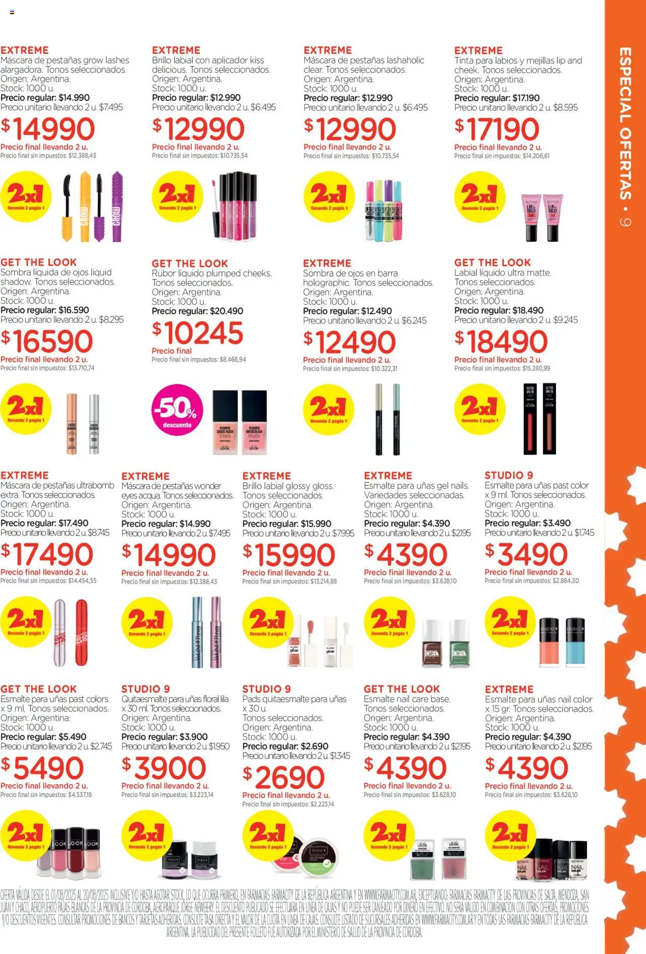 Farmacity catálogo │ válido desde el 01.08.2025 | Página: 9 | Productos: Rubor, Máscara, Sombra, Mascara de pestañas