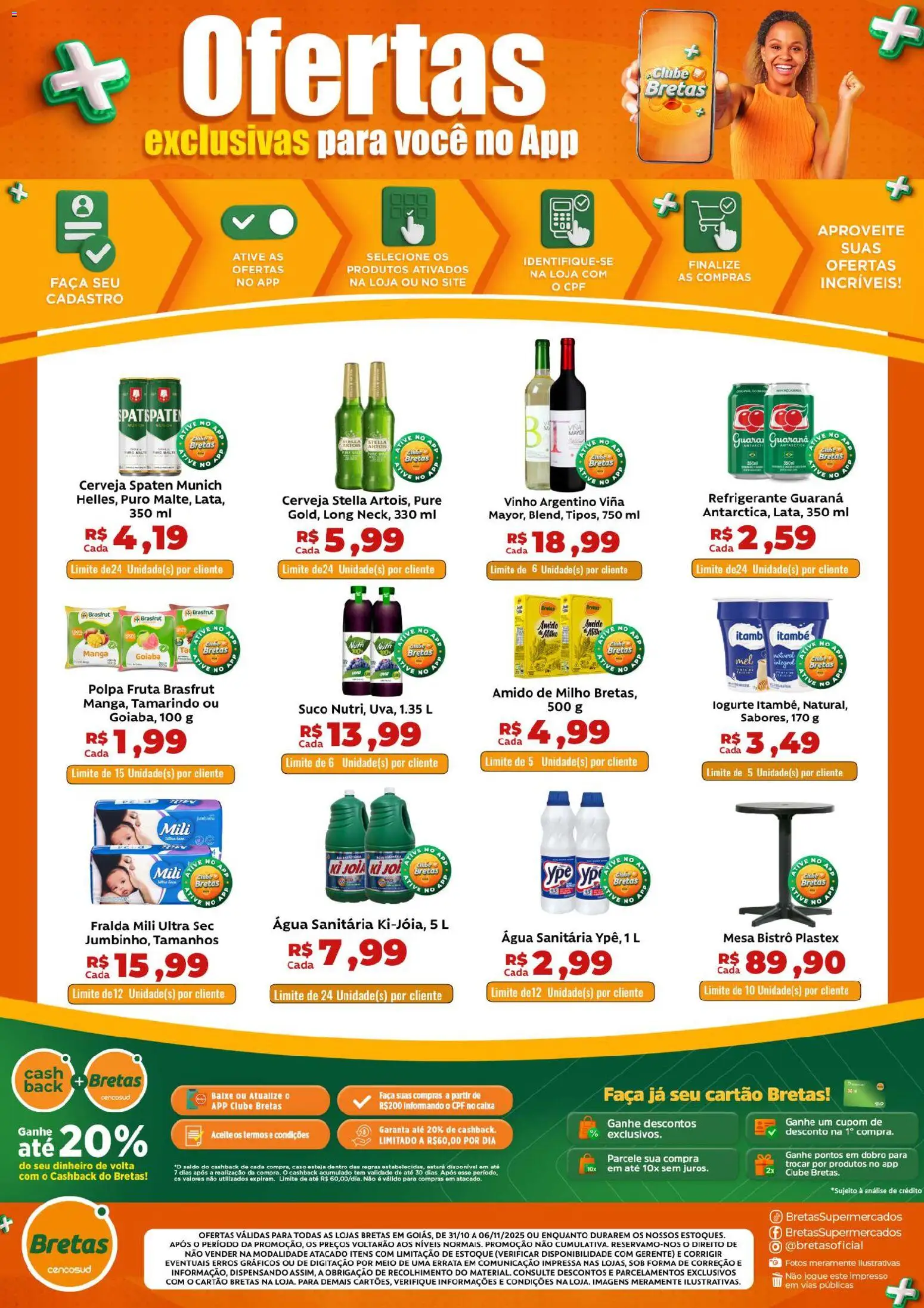 Bretas Folheto - válido de 31.10.2025 | Página: 2 | Produtos: Amido de milho, Mesa, Vinho, Refrigerante