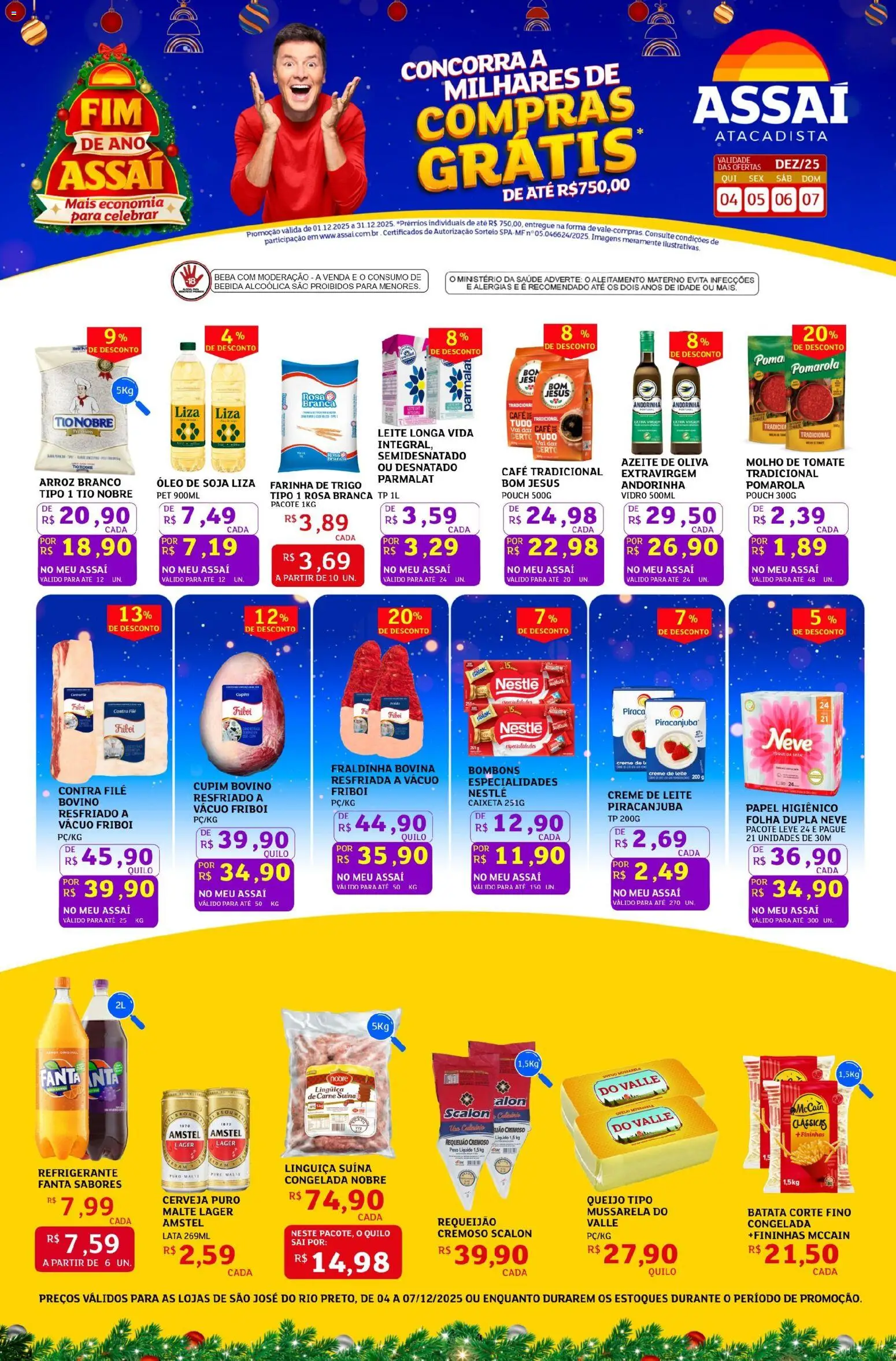 Assaí Atacadista Folheto - válido de 04.12.2025 | Página: 1 | Produtos: Queijo, Óleo, Café, Carne