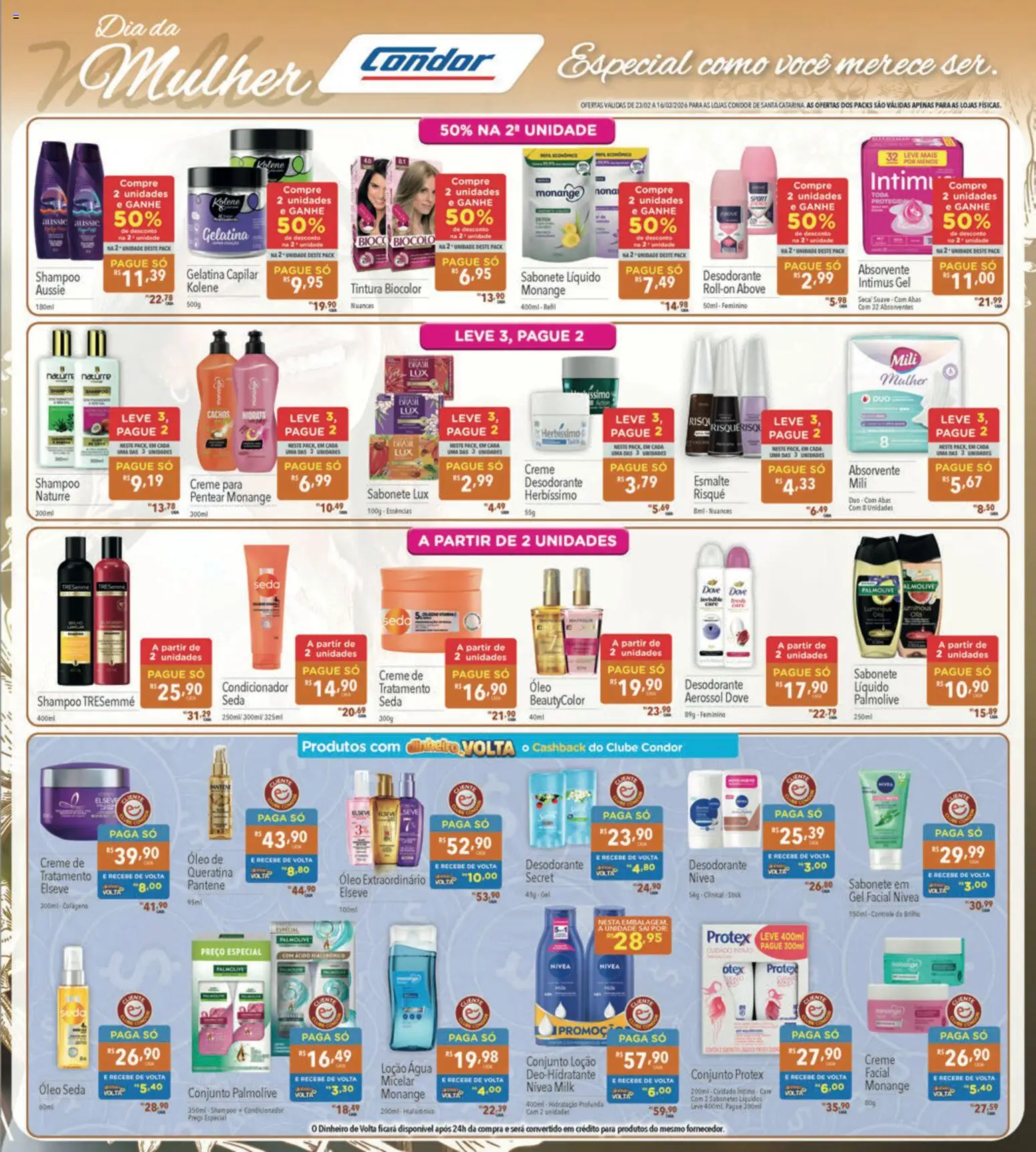 Supermercados Condor Folheto - válido de 23.02.2026 | Página: 31 | Produtos: Shampoo, Colágeno, Creme, Sabonete líquido