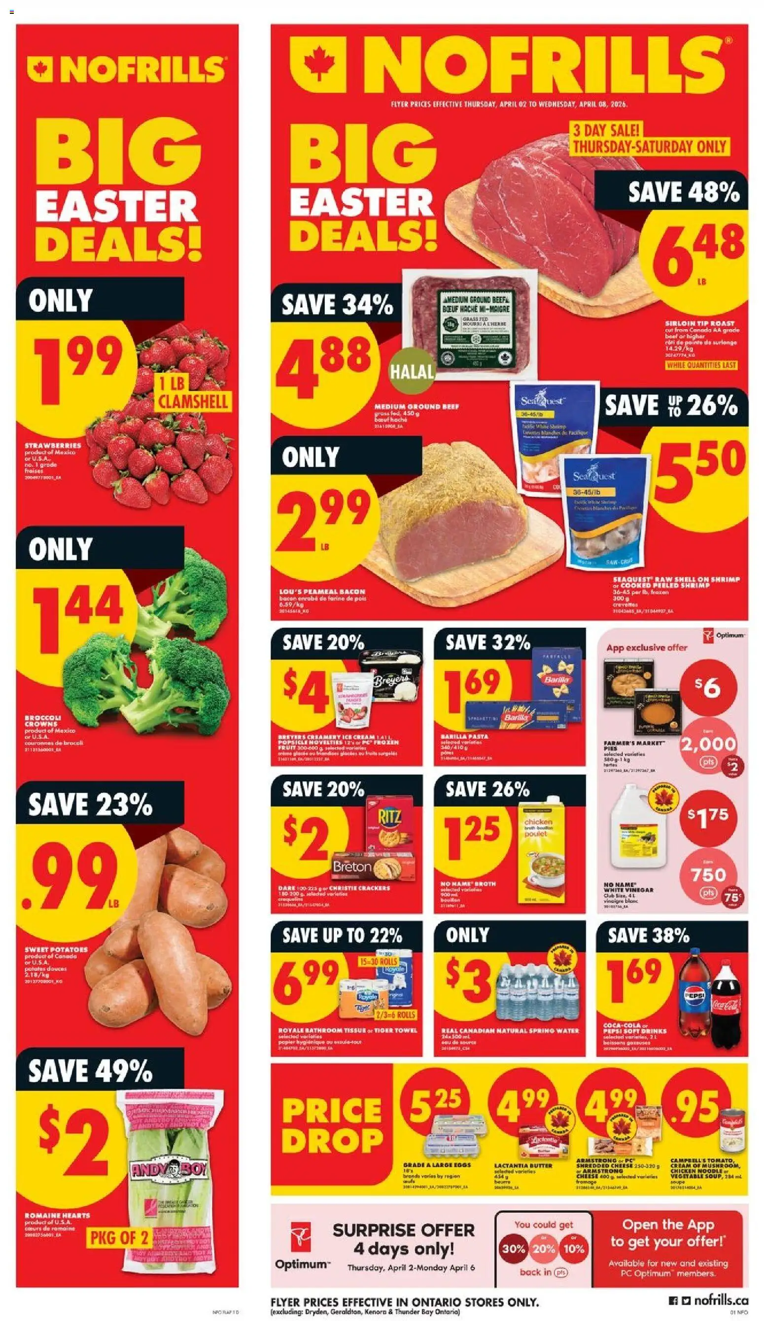 No Frills flyer valid from 02.04.2026 | Page: 1 | Products: Beef, Cream, Potatoes, Cheese