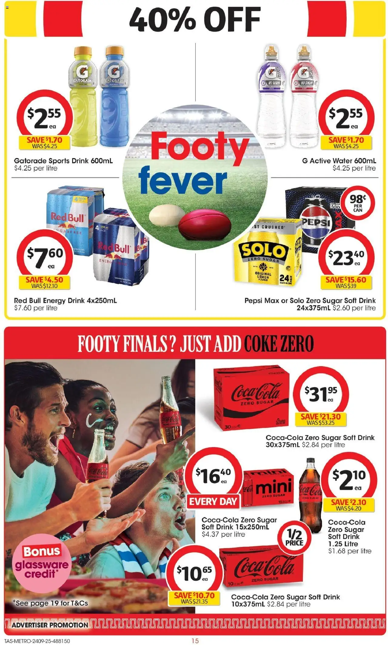 Coles catalogue - valid from 24.09.2025 | Page: 15 | Products: Energy drink, Pepsi, Water, Lemon