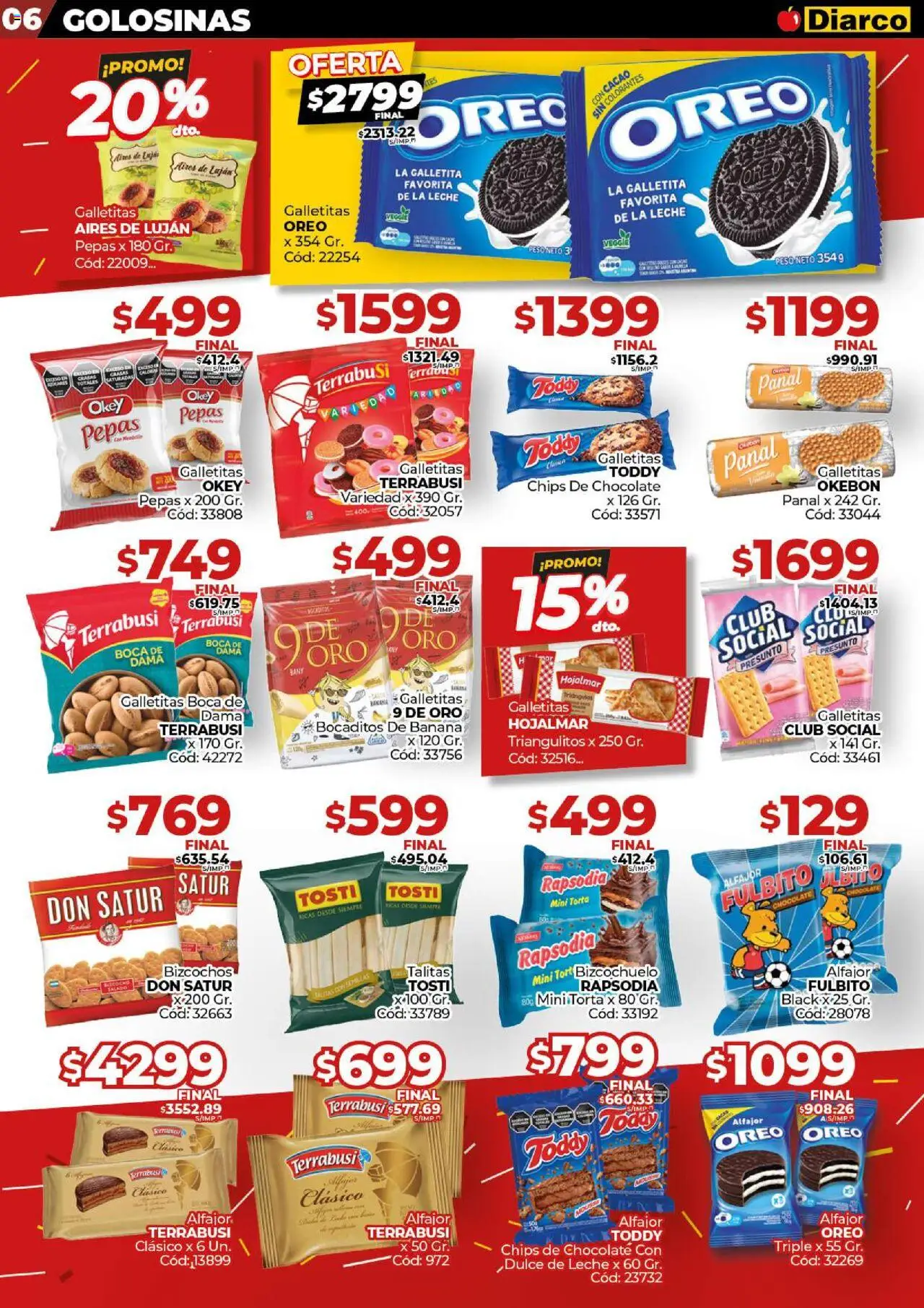 Diarco ofertas │ válido desde el 04.08.2025 | Página: 6 | Productos: Peso, Galletitas, Alfajor, Cacao