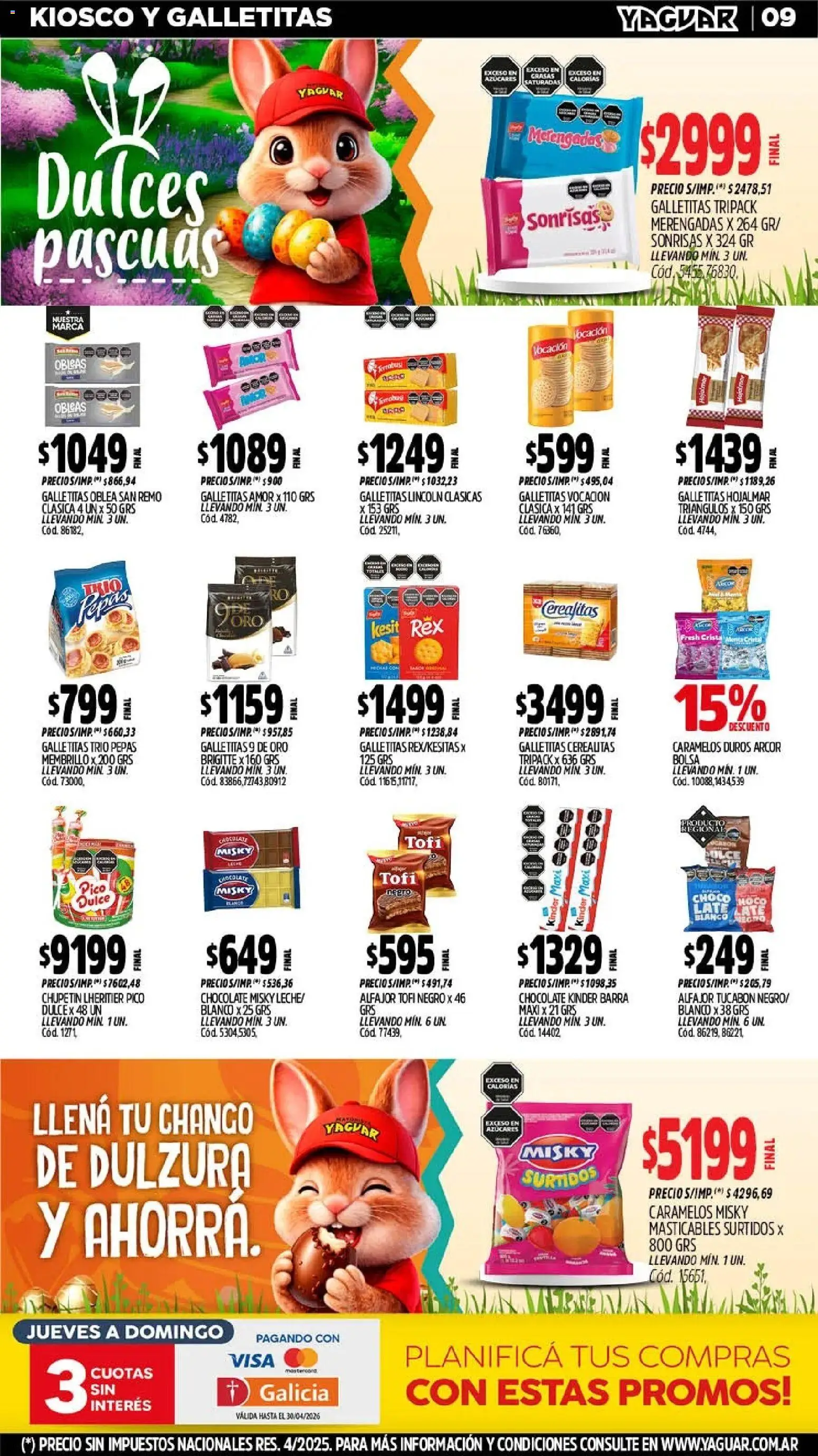Yaguar - Oferta Semanal Córdoba │ válido desde el 30.03.2026 | Página: 9 | Productos: Pico, Bolsa, Galletitas, Alfajor