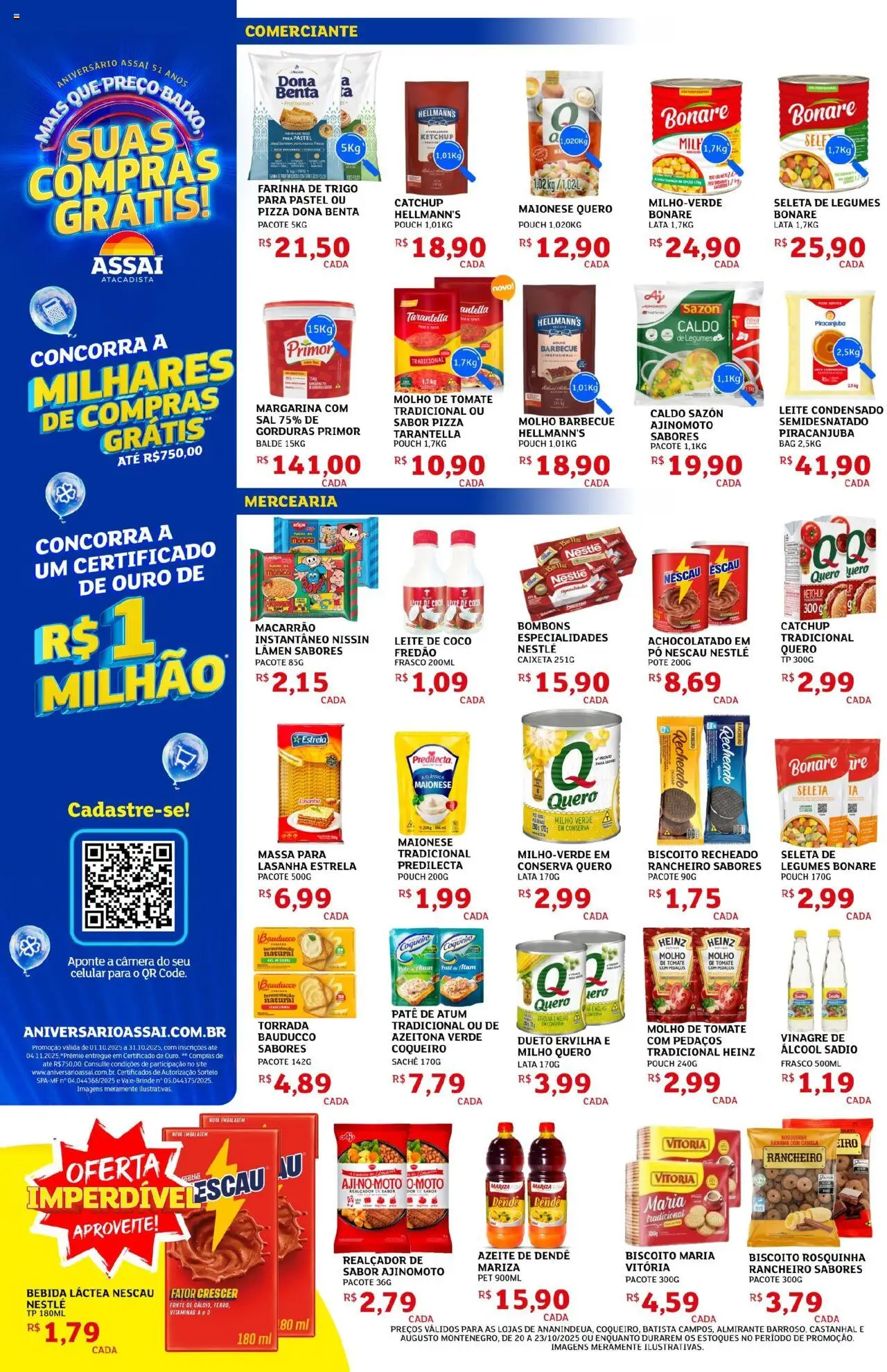 Assaí Atacadista Folheto - válido de 20.10.2025 | Página: 2 | Produtos: Milho verde, Rosquinha, Azeite, Biscoito recheado