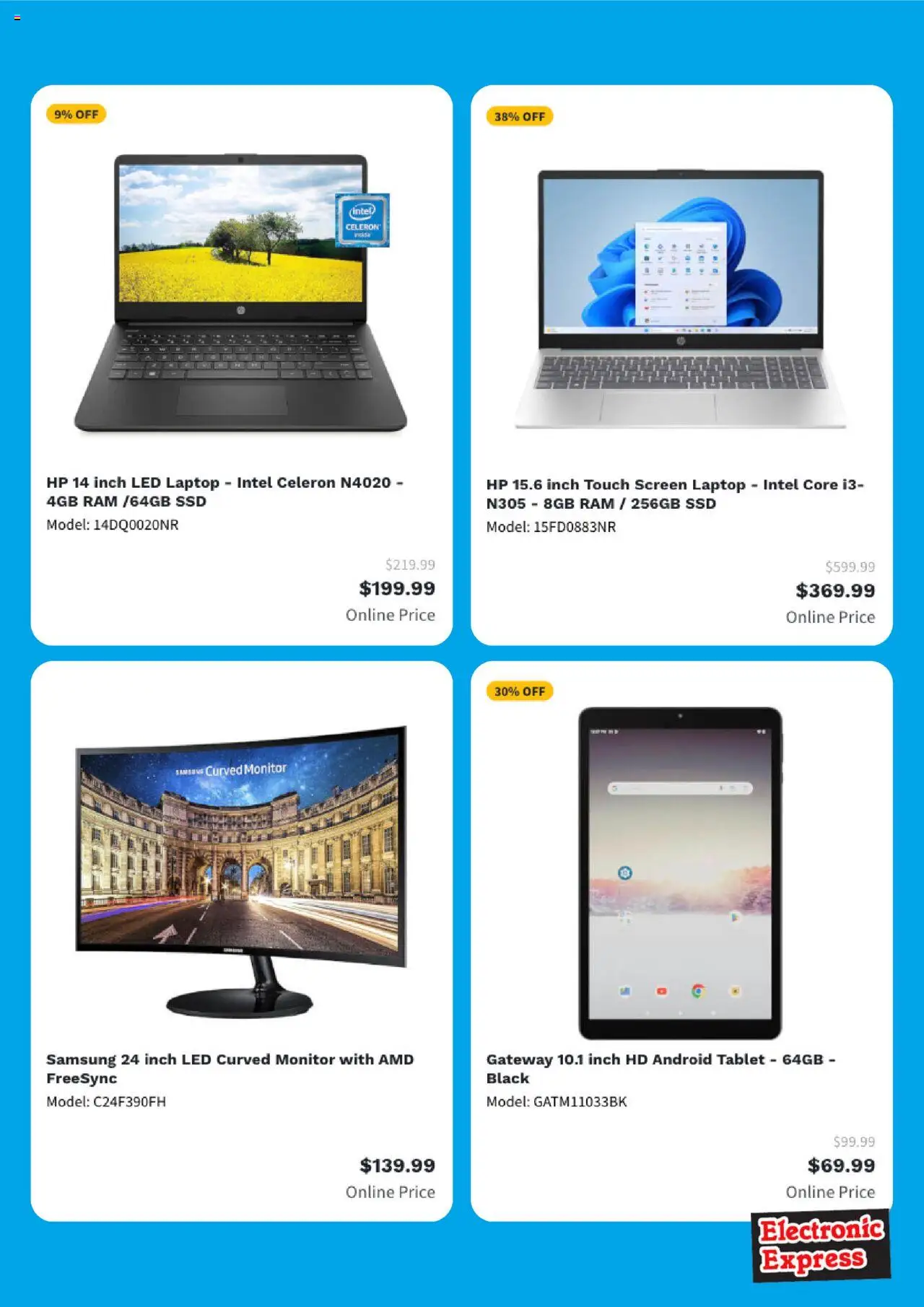 Electronic Express Weekly Ad - valid from 04.08.2025 | Page: 2 | Products: Tablet, Monitor, Laptop, SSD