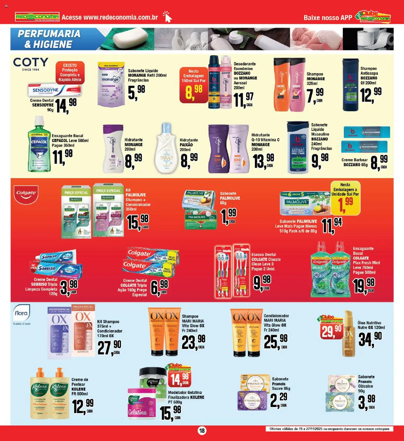 RedEconomia Folheto - válido de 19.11.2025 | Página: 18 | Produtos: Shampoo, Condicionador, Desodorante, Creme dental