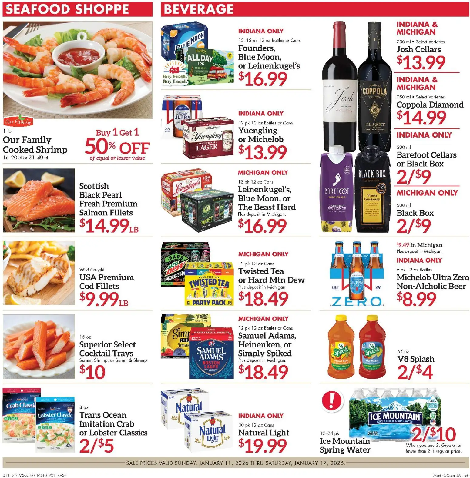 Martin’s - Next Ad - IN - valid from 11.01.2026 | Page: 10 | Products: Box, Beer, Water, Seafood