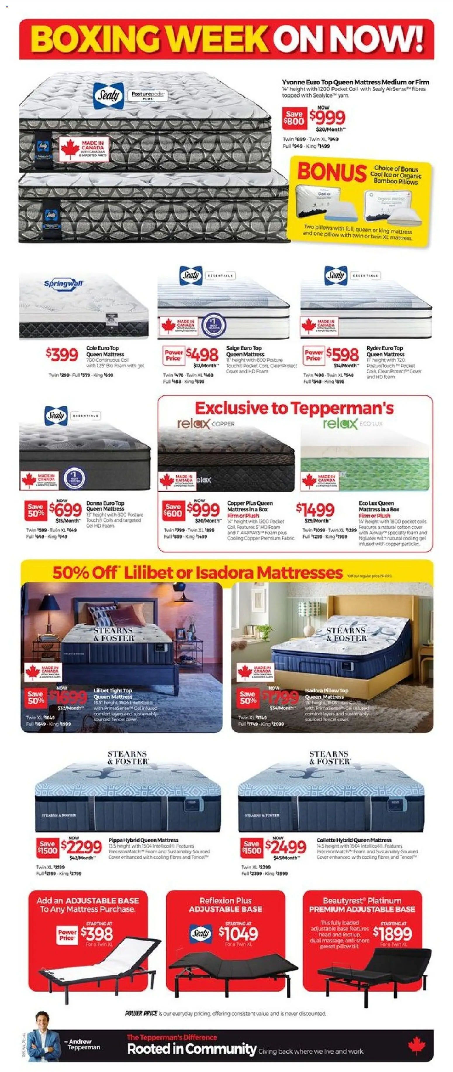 Tepperman's flyer valid from 26.12.2025 | Page: 2 | Products: Mattress, Pillow, Box