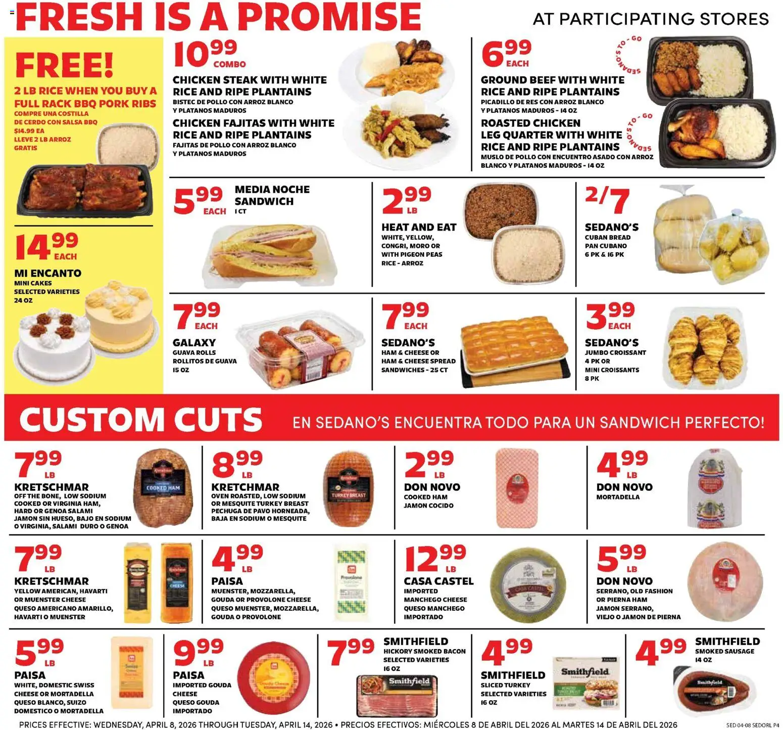 Sedano's Weekly Ad - valid from 08.04.2026 | Page: 4 | Products: Bread, Salami, Beef, Croissants