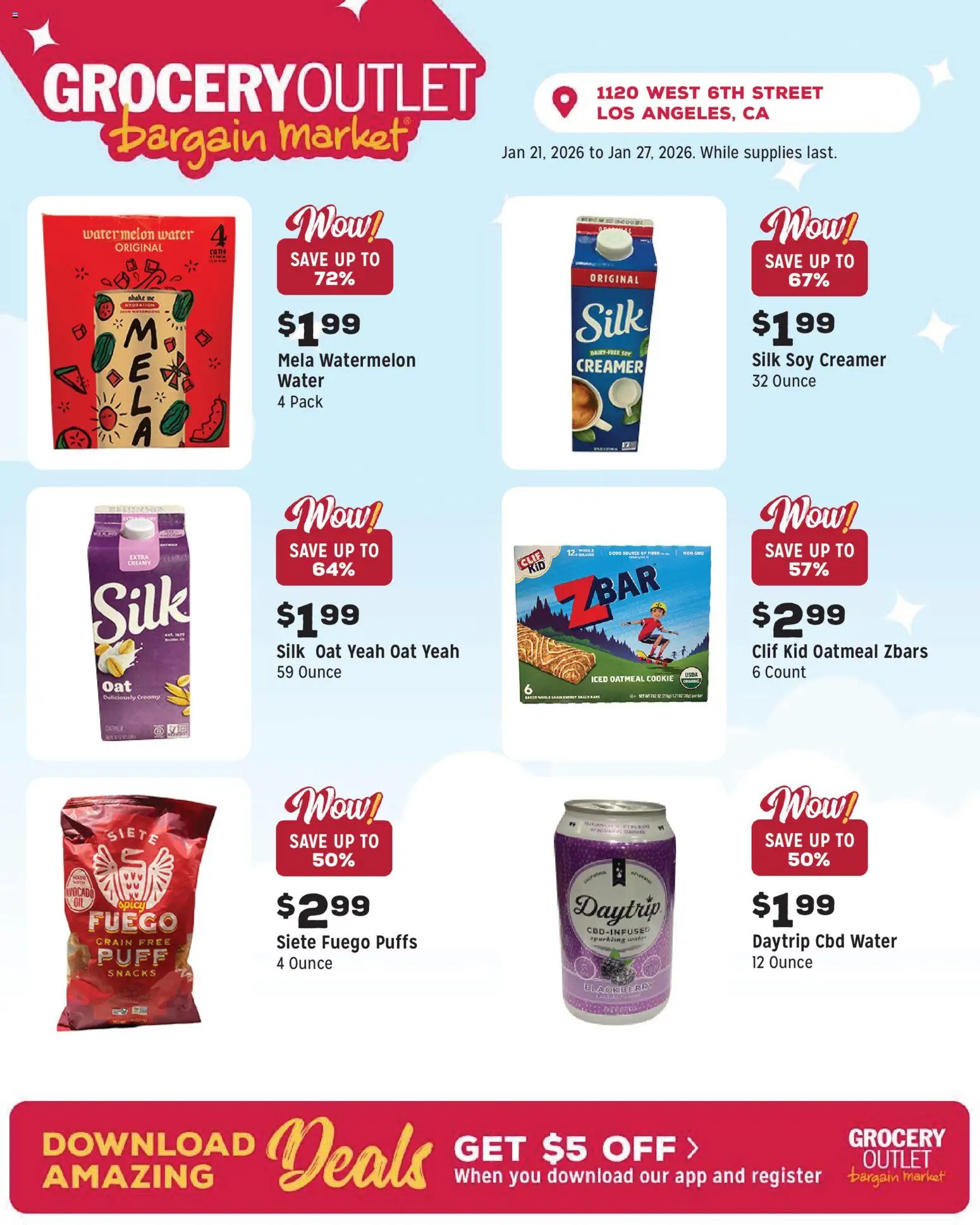 Grocery Outlet Weekly Ad - CA - valid from 21.01.2026 | Page: 5 | Products: Avocado, Water, Watermelon, Melon