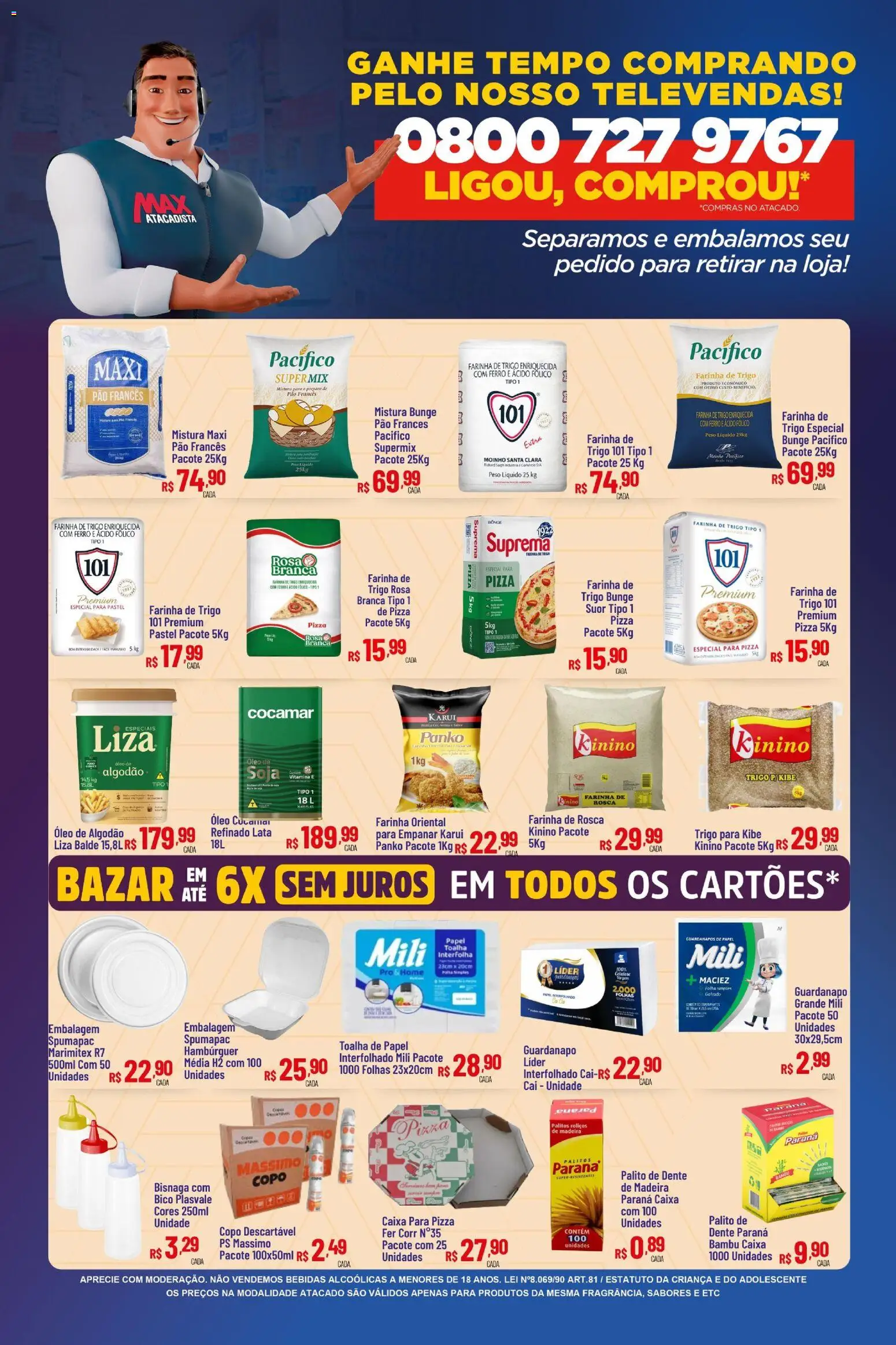 Max Atacadista Folheto - válido de 17.11.2025 | Página: 3 | Produtos: Farinha de trigo, Pizza, Pão francês, Guardanapo