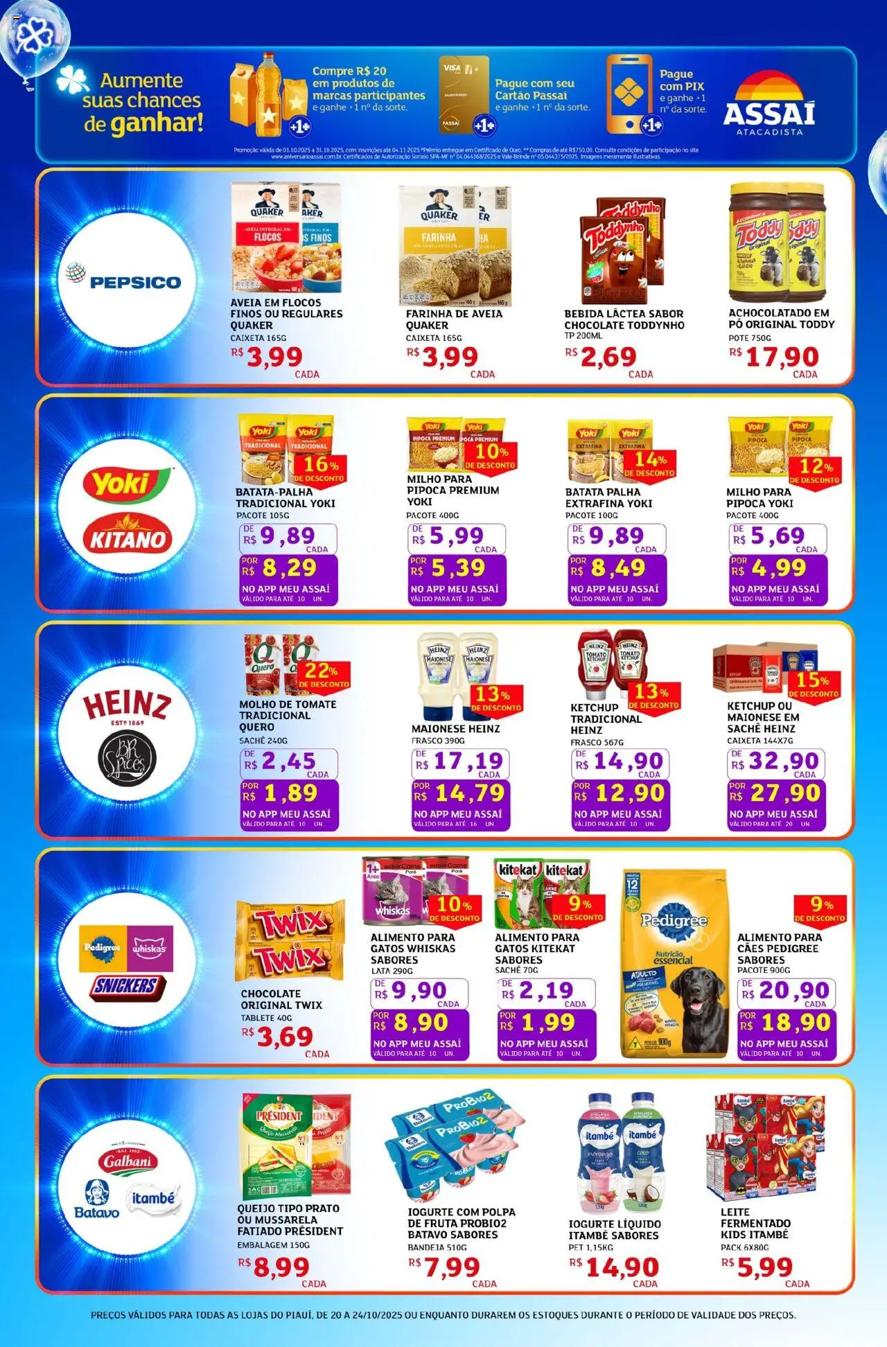 Assaí Atacadista Folheto - válido de 20.10.2025 | Página: 4 | Produtos: Queijo, Chocolate, Batata palha, Mussarela