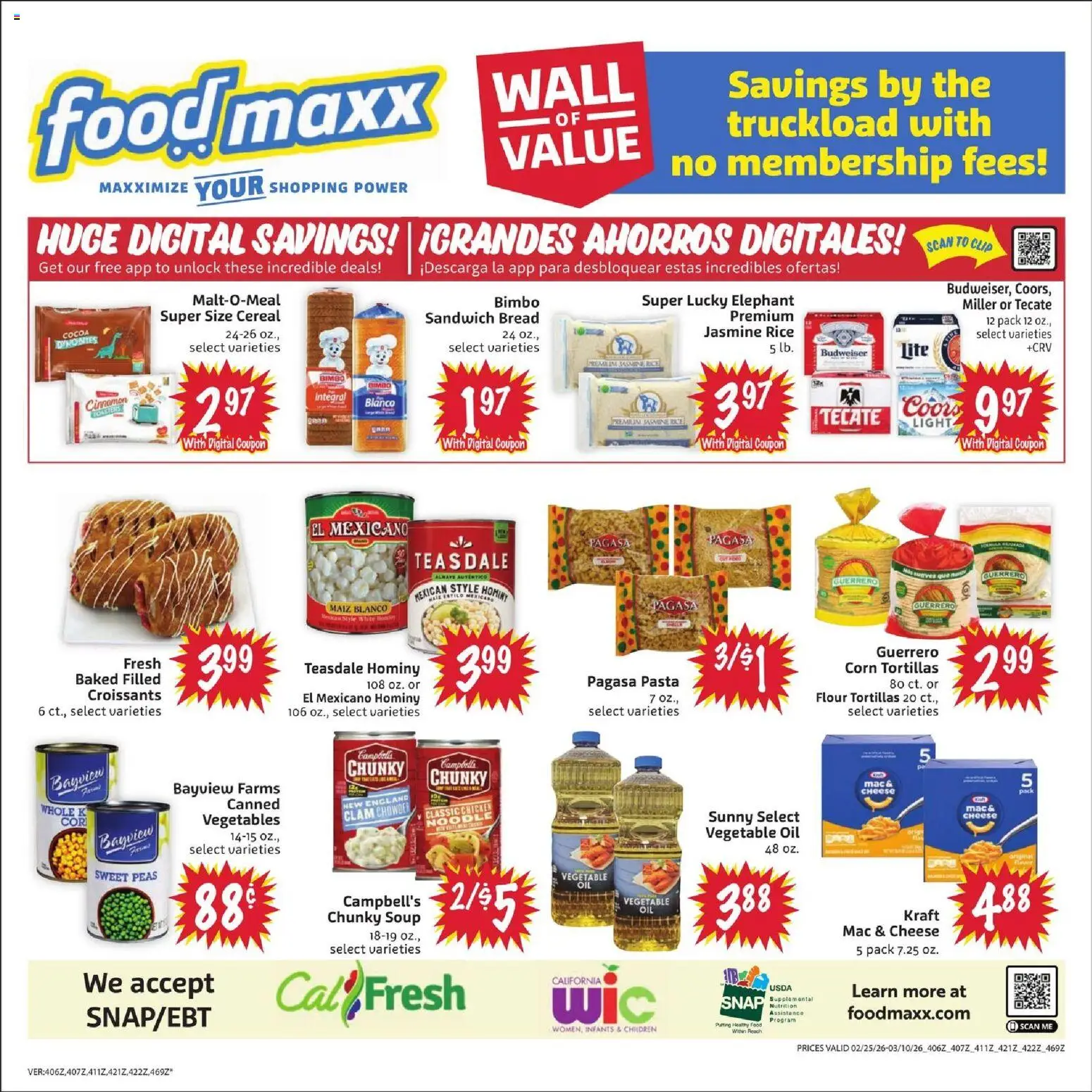 FoodMaxx Weekly Ad - valid from 25.02.2026 | Page: 2 | Products: Clip, Oil, Pasta, Croissants