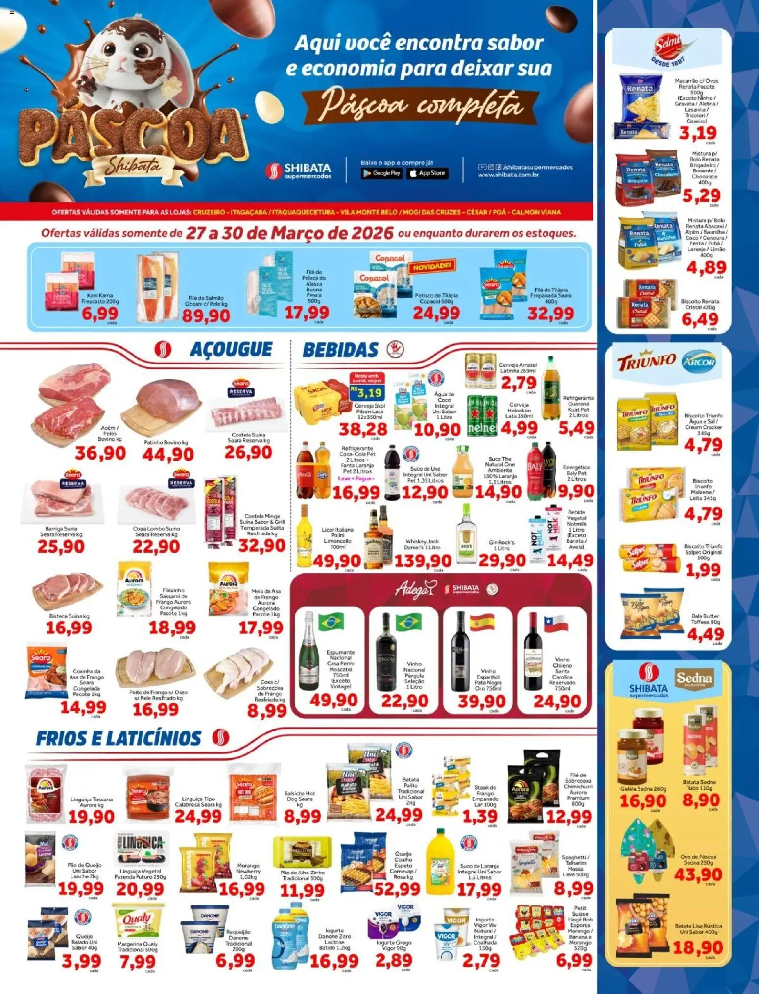 Shibata Folheto - válido de 27.03.2026 | Página: 1 | Produtos: Aipim, Leite, Queijo, Chocolate