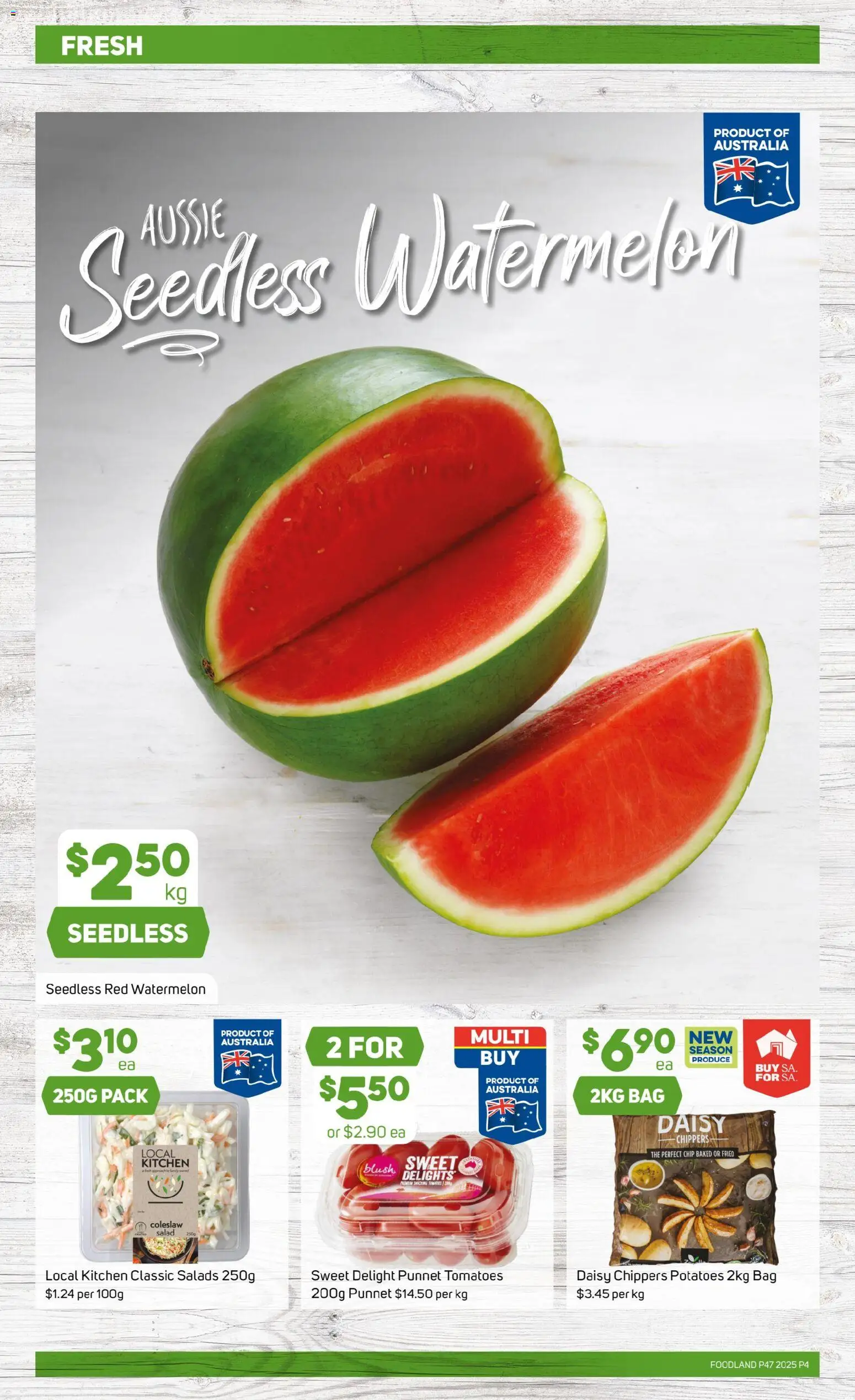 Foodland catalogue - valid from 19.11.2025 | Page: 4 | Products: Tomatoes, Salad, Watermelon, Bag