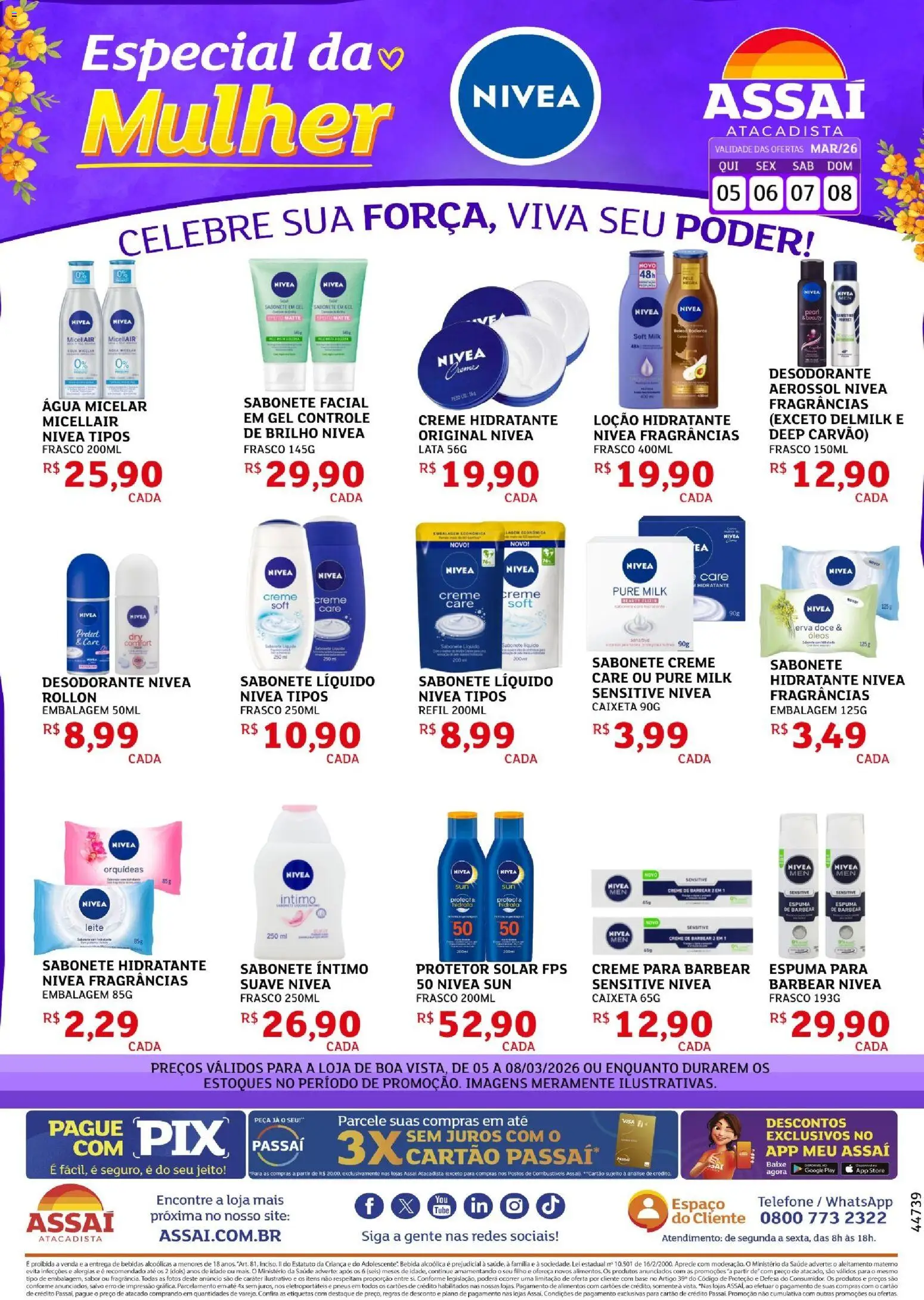 Assaí Atacadista Folheto - válido de 05.03.2026 | Página: 1 | Produtos: Leite, Pneus, Sabonete, Telefone