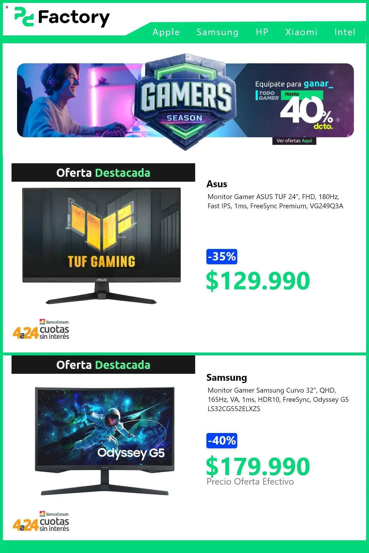 PC Factory ofertas  │ válido desde el 14.08.2025 | Página: 3 | Productos: Monitor