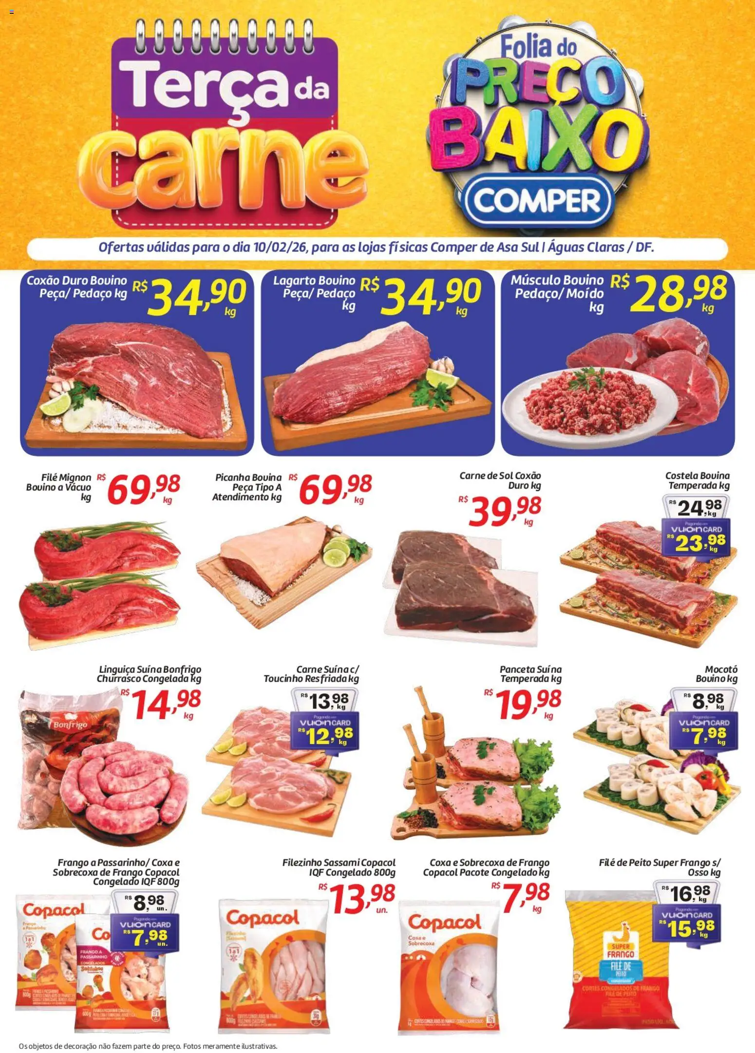 Comper Folheto - válido de 10.02.2026 | Página: 1 | Produtos: Filé mignon, Picanha, Carne, Frango