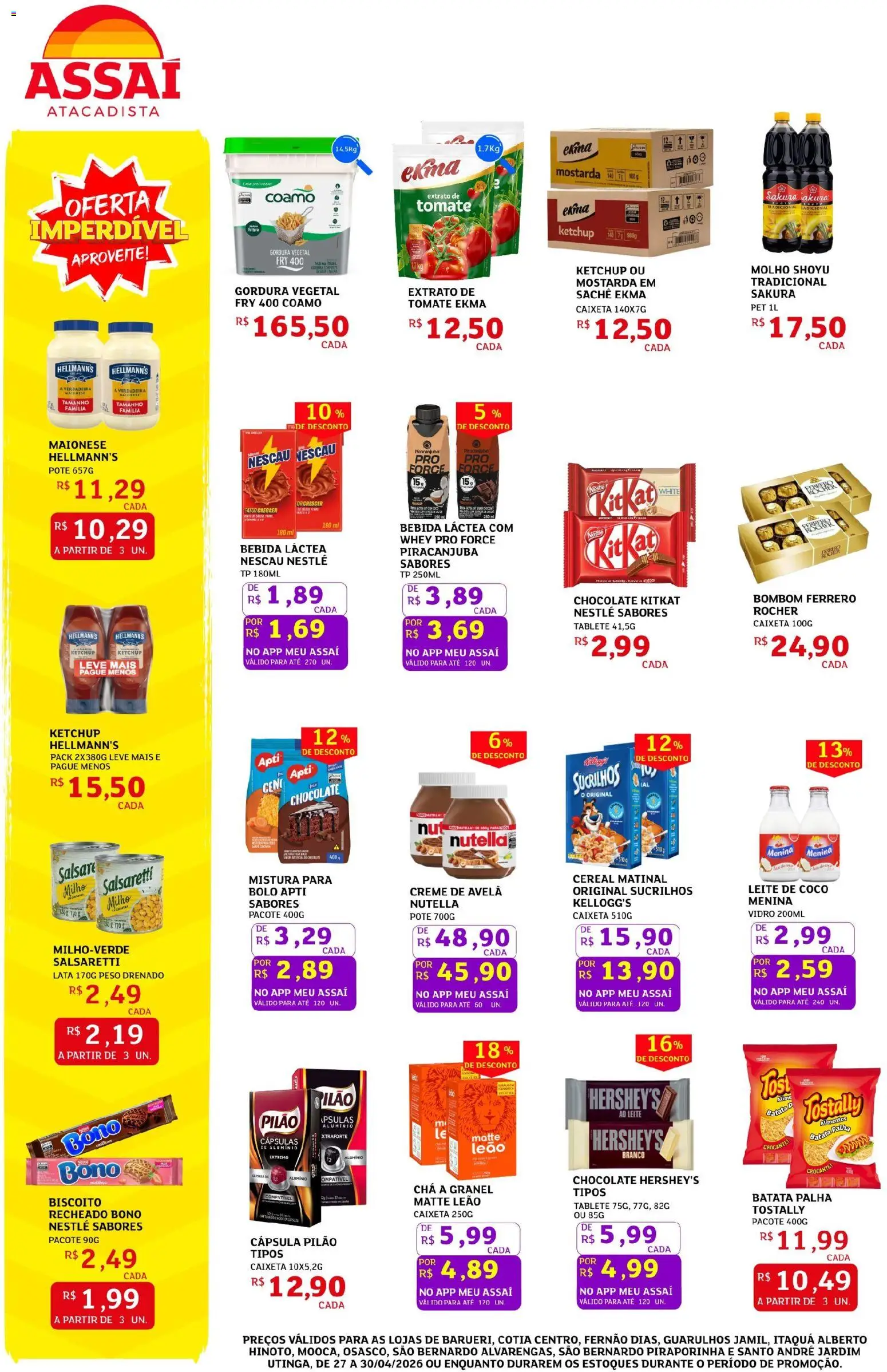 Assaí Atacadista Folheto - válido de 27.04.2026 | Página: 2 | Produtos: Batata, Bombom, Leite de coco, Avelã
