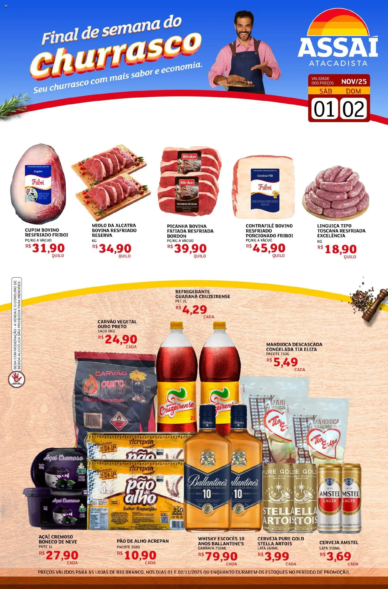 Assaí Atacadista Folheto - válido de 01.11.2025 | Página: 1 | Produtos: Alho, Pao de alho, Contra filé, Picanha