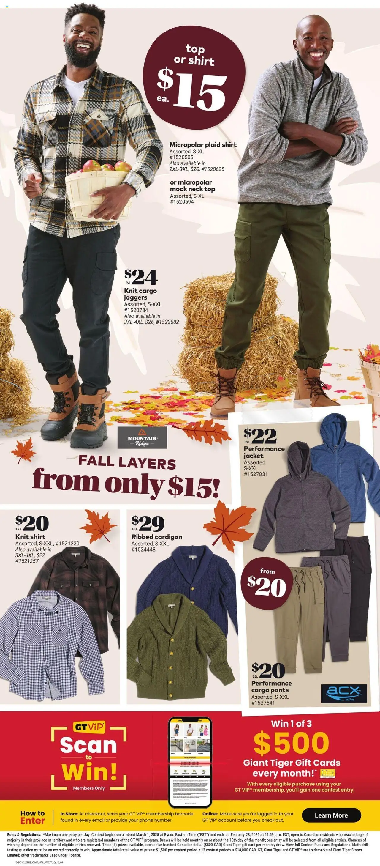 Giant Tiger flyer valid from 08.10.2025 | Page: 9 | Products: Cardigan, Shirt, Jacket, Pants