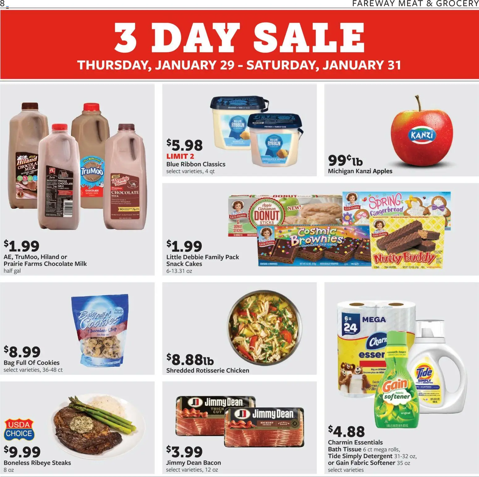 Fareway - Weekly Ad - valid from 26.01.2026 | Page: 8 | Products: Chocolate, Detergent, Chocolate Chip, Bag