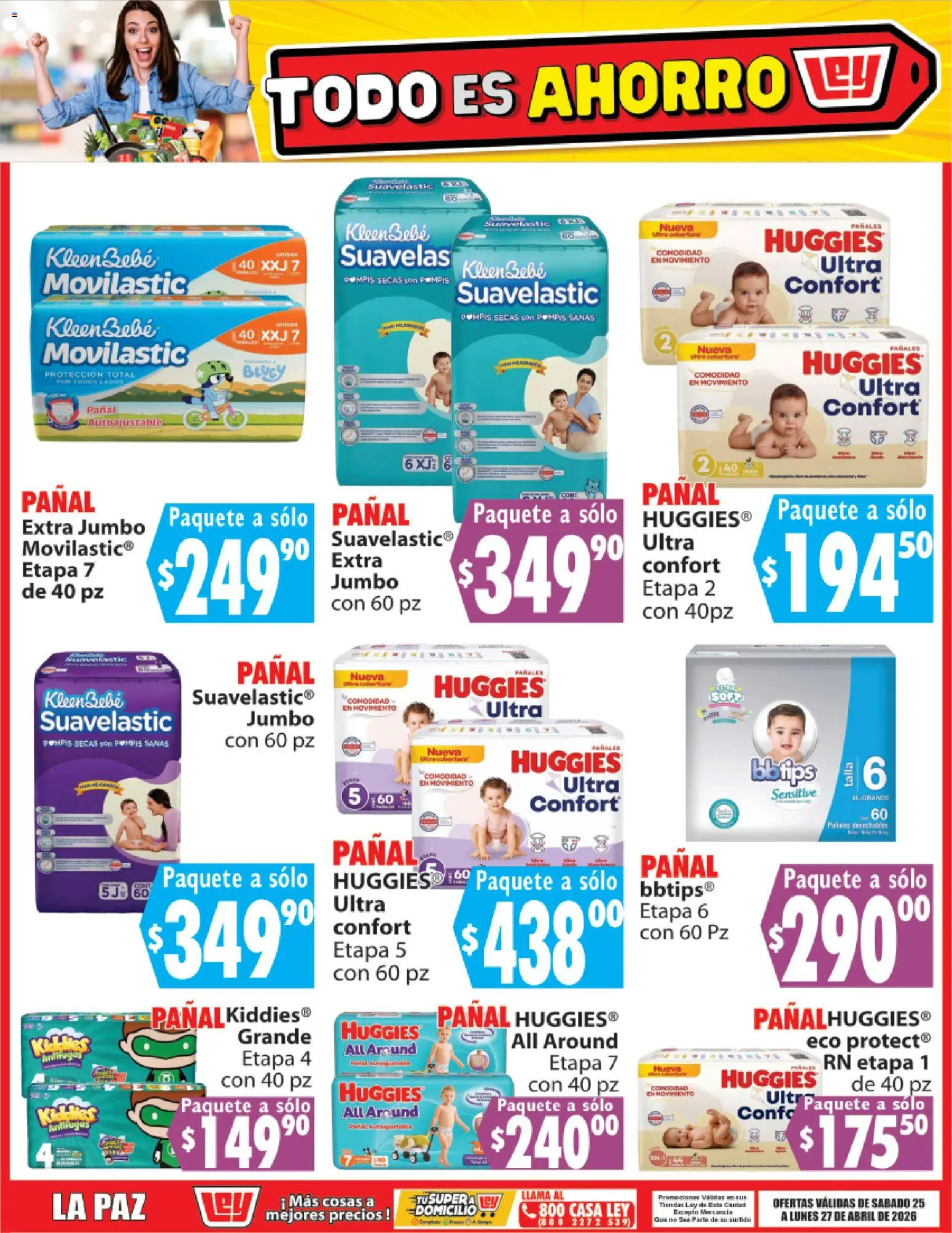 Nuevas ofertas de Casa Ley válidas en toda la República Mexicana desde el 25.04.2026. ¡Encuentra las mejores ofertas en Casa Ley folleto Todo es ahorro! | Página: 8 | Productos: Pañales