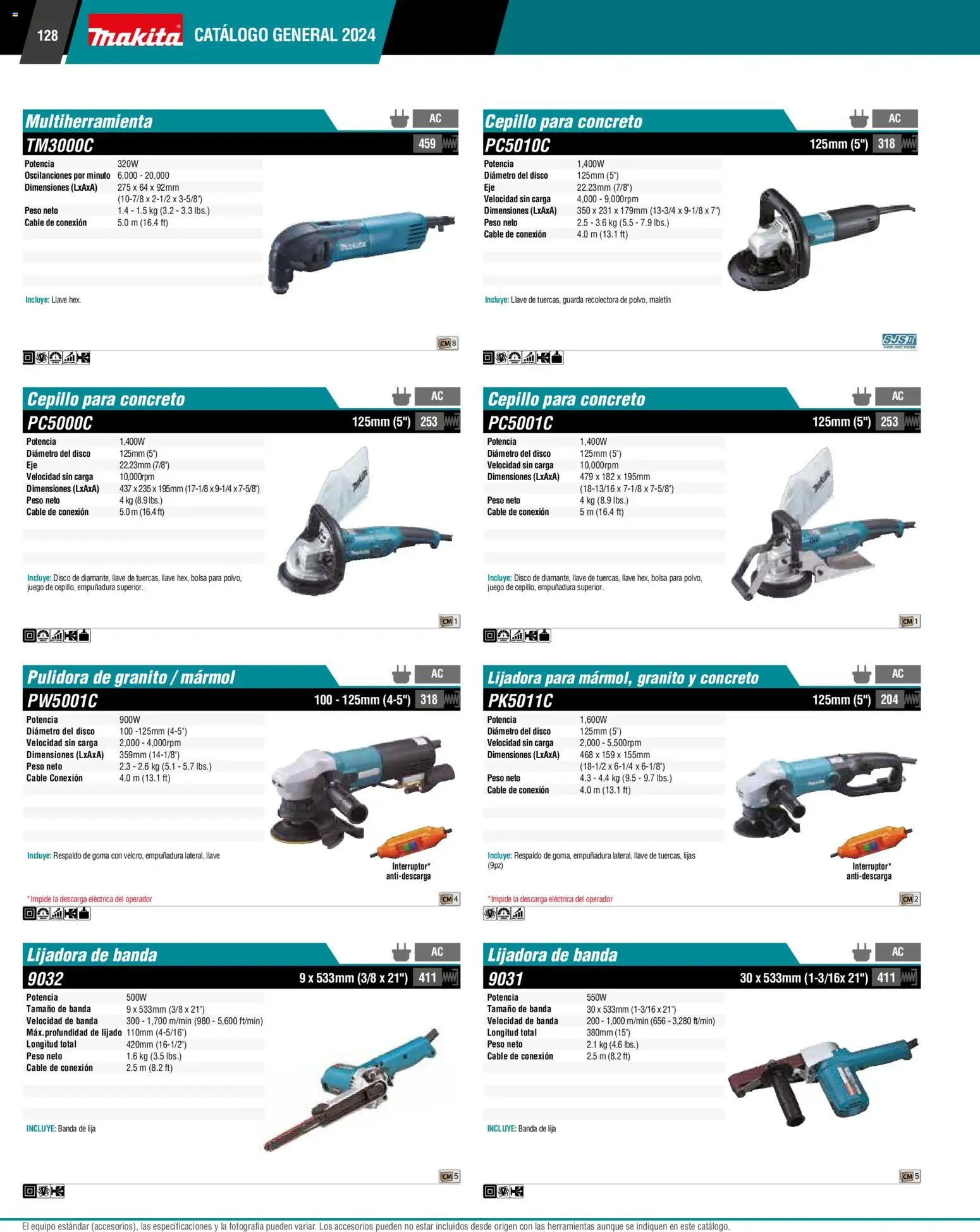 Nuevas ofertas de Makita válidas en toda la República Mexicana desde el 01.01.2024. ¡Encuentra las mejores ofertas en Makita catálogo General! | Página: 128 | Productos: Cepillo, Cable, Lijadora, Juego