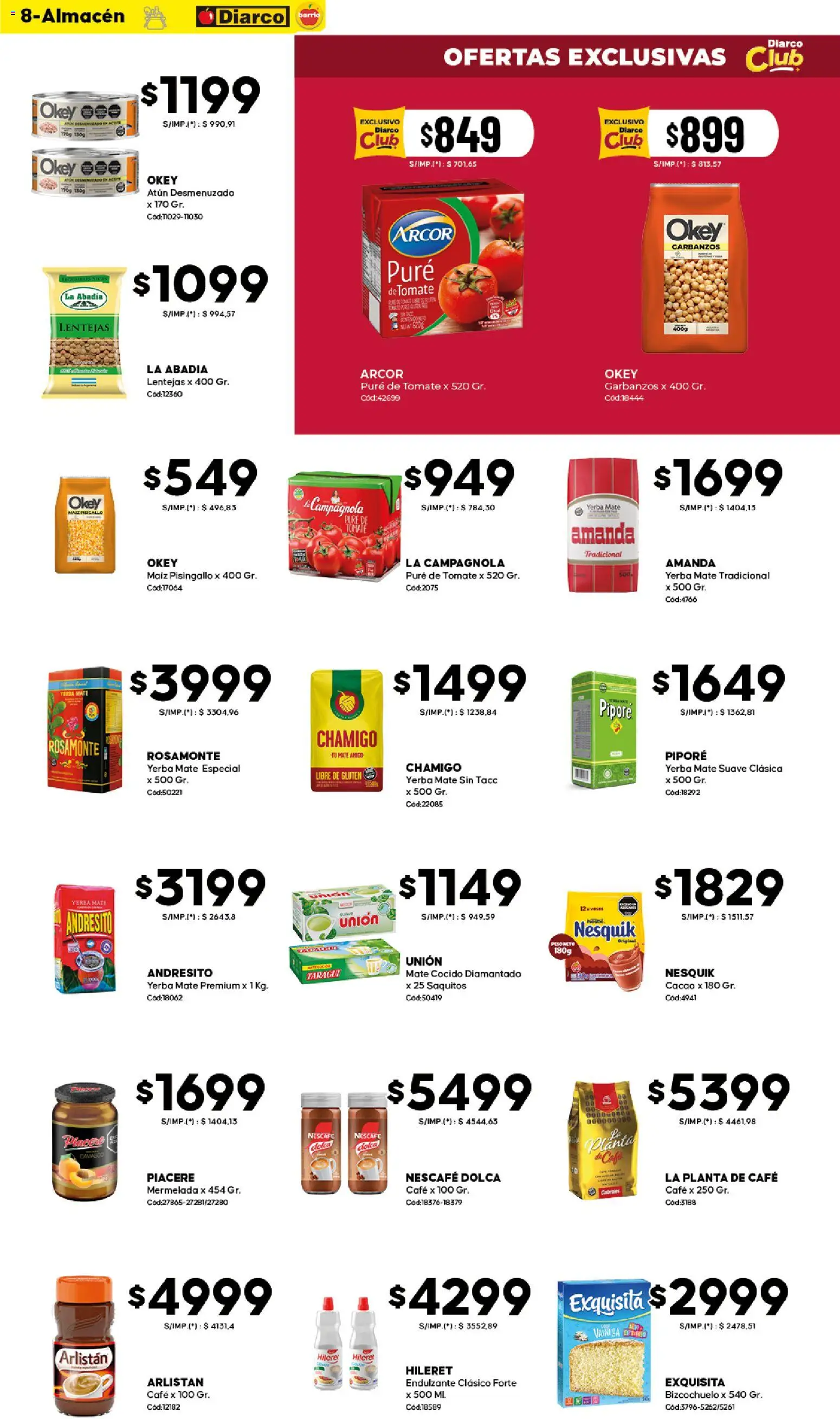 Diarco - Ofertas Diarco Barrio │ válido desde el 27.04.2026 | Página: 8 | Productos: Atún, Tomate, Mermelada, Mate cocido
