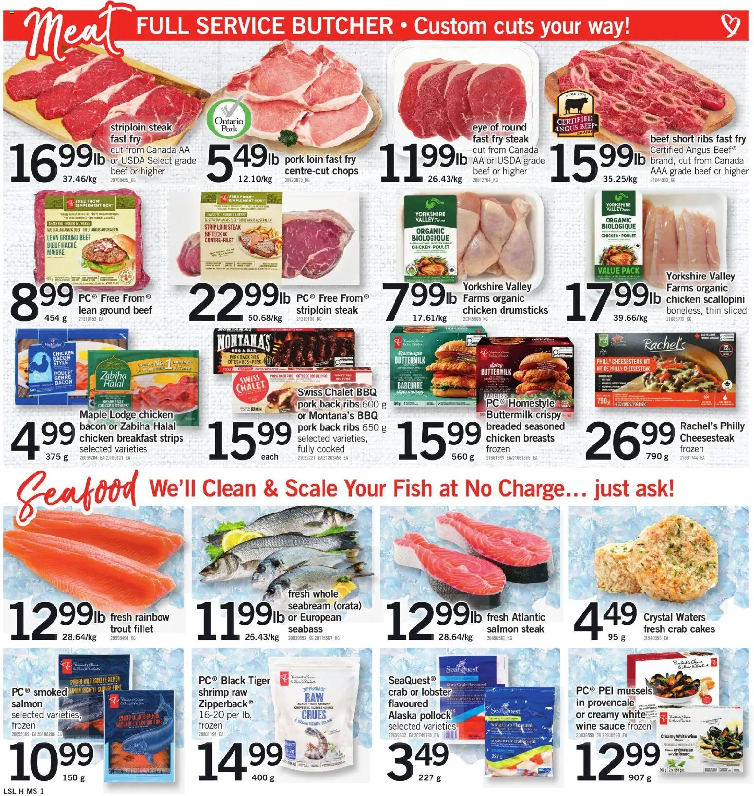 Loblaws flyer valid from 05.03.2026 | Page: 4 | Products: Fish, Beef, Chicken breasts, Pork