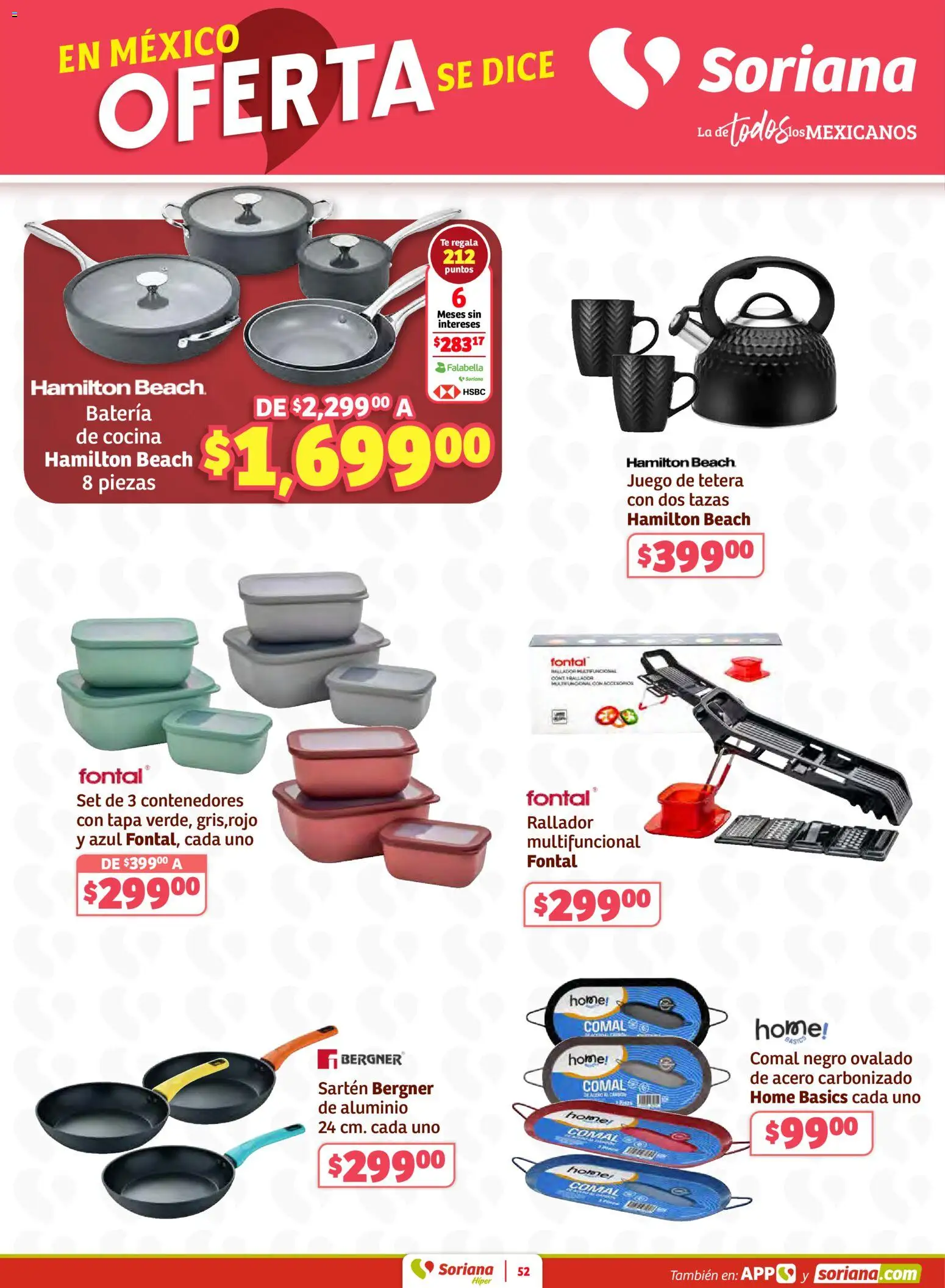 Nuevas ofertas de Soriana válidas en toda la República Mexicana desde el 27.02.2026. ¡Encuentra las mejores ofertas en Soriana Preciazazaso Híper: Frontera Chia, Q. Roo! | Página: 52 | Productos: Tetera, Juego, Cocina, Batería