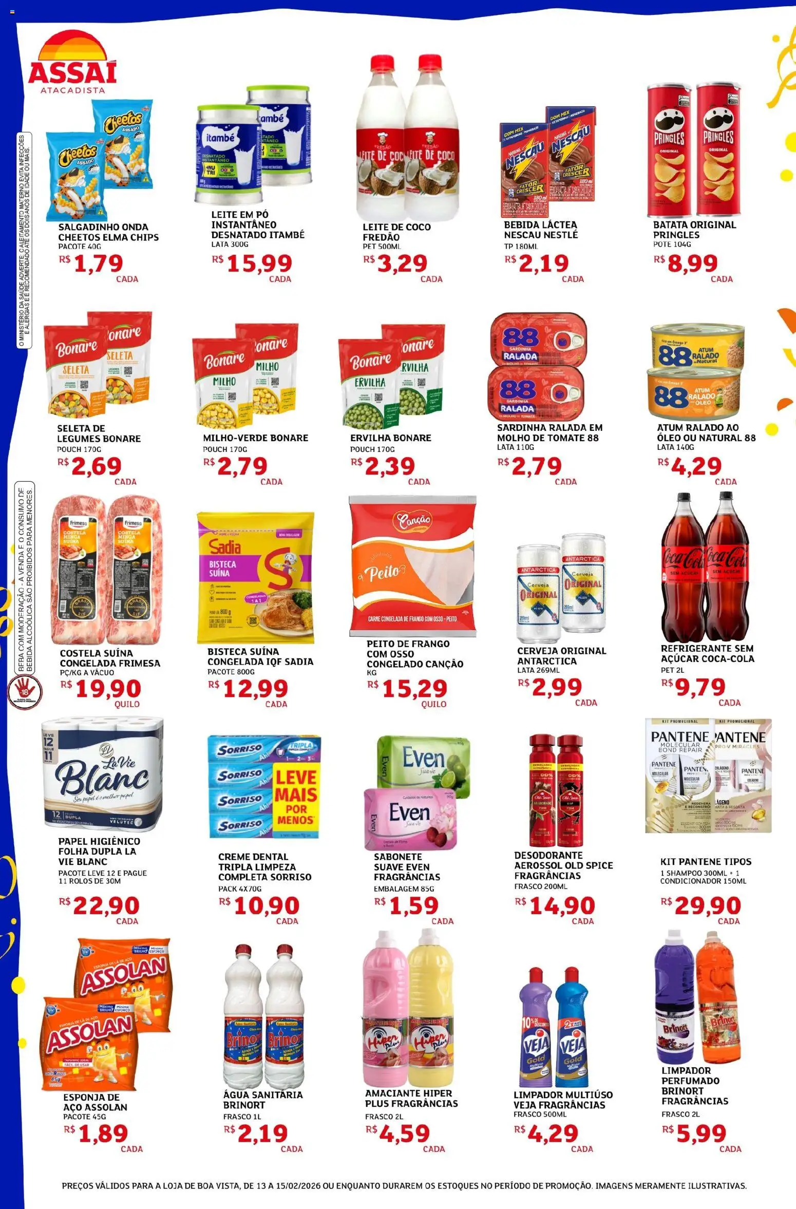 Assaí Atacadista Folheto - válido de 13.02.2026 | Página: 2 | Produtos: Ervilha, Bebida, Cheetos, Amaciante