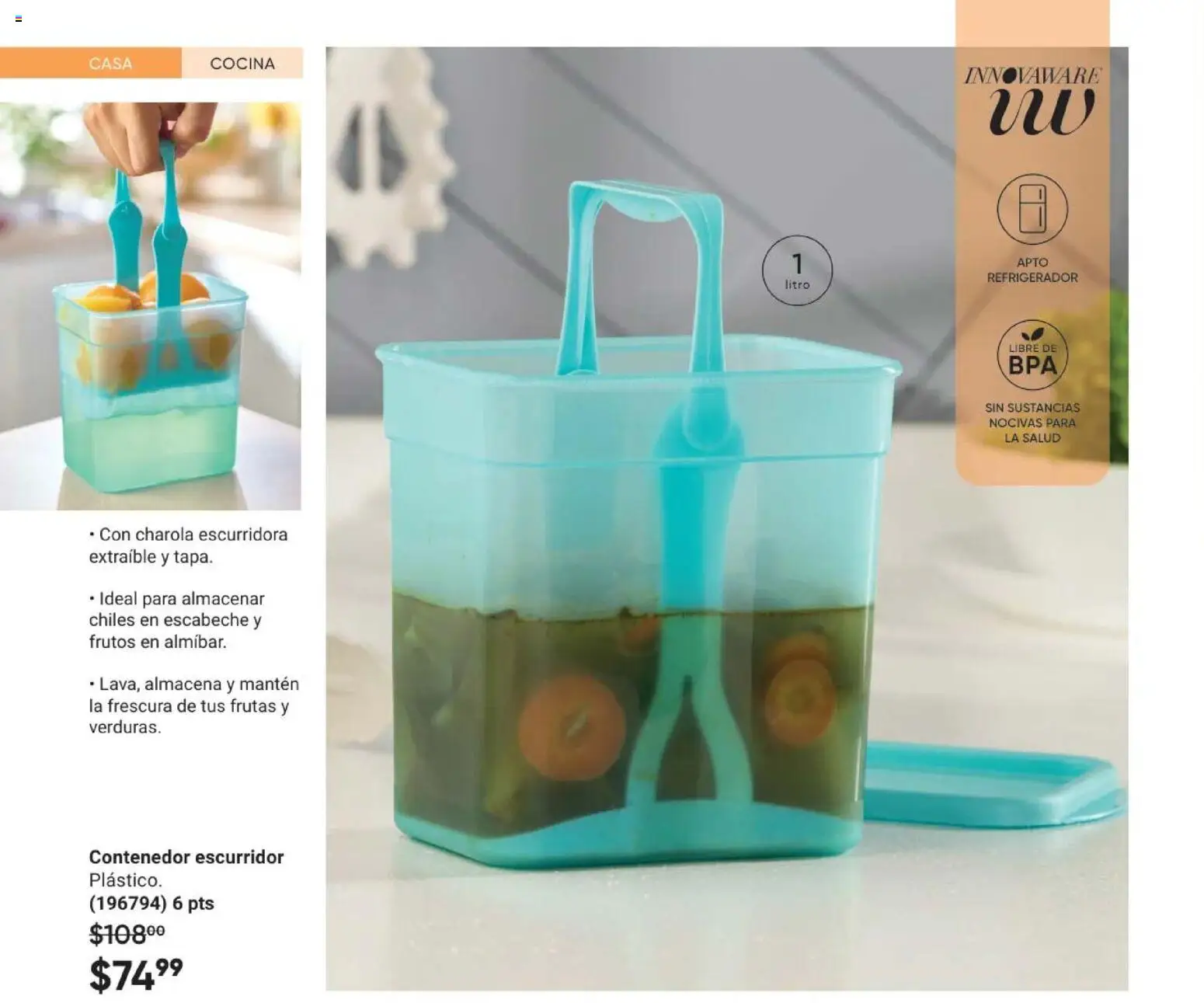 Nuevas ofertas de AVON válidas en toda la República Mexicana desde el 08.05.2026. ¡Encuentra las mejores ofertas en AVON Casa & Estilo 8 2026! | Página: 94 | Productos: Refrigerador, Escurridor, Cocina, Contenedor