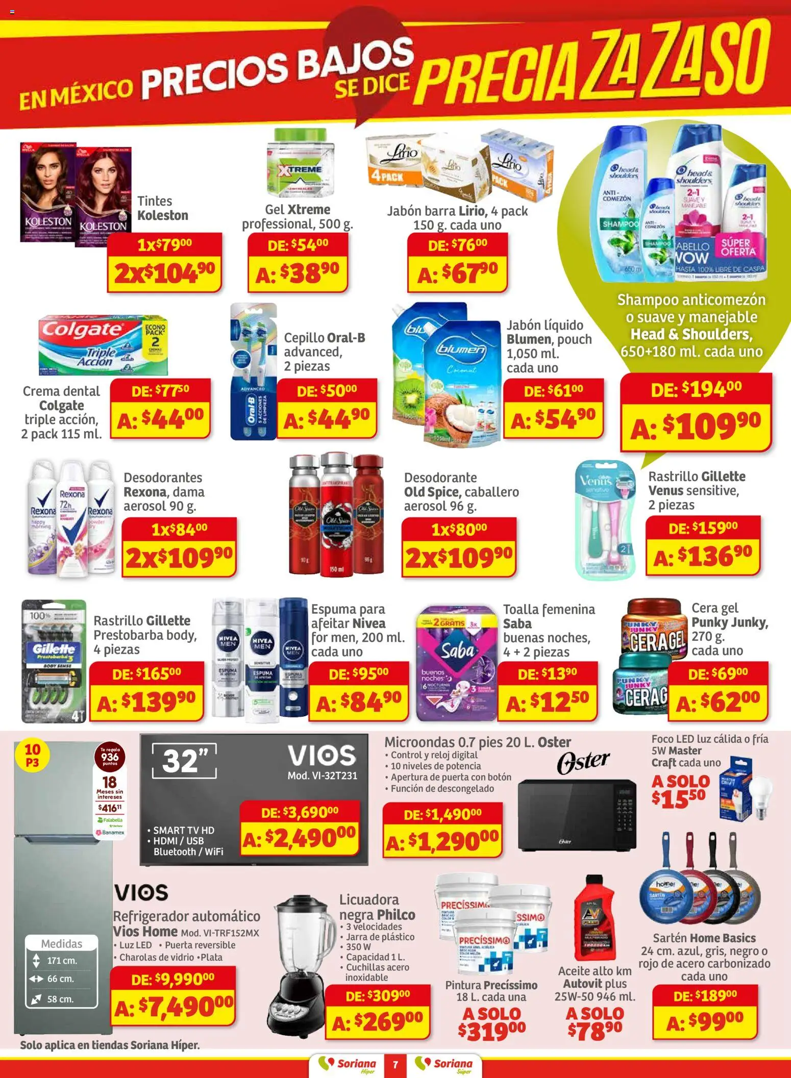 Nuevas ofertas de Soriana válidas en toda la República Mexicana desde el 27.11.2025. ¡Encuentra las mejores ofertas en Soriana - Preciazazaso Súper: BCS, Jal, Nay, Sin, Son! | Página: 7 | Productos: Jabón líquido, Microondas, Barra, Jarra